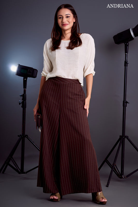 ANDRIANA Women's Striped Formal Trousers