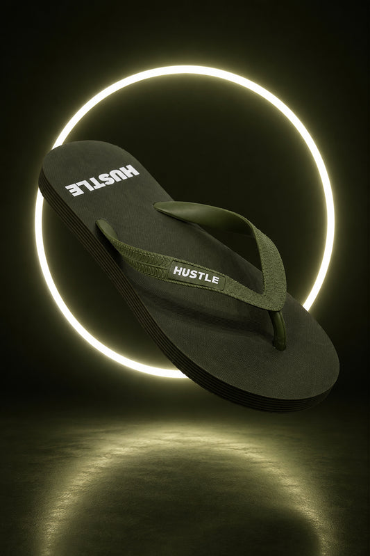 HUSTLE Men's Green Flip Flops