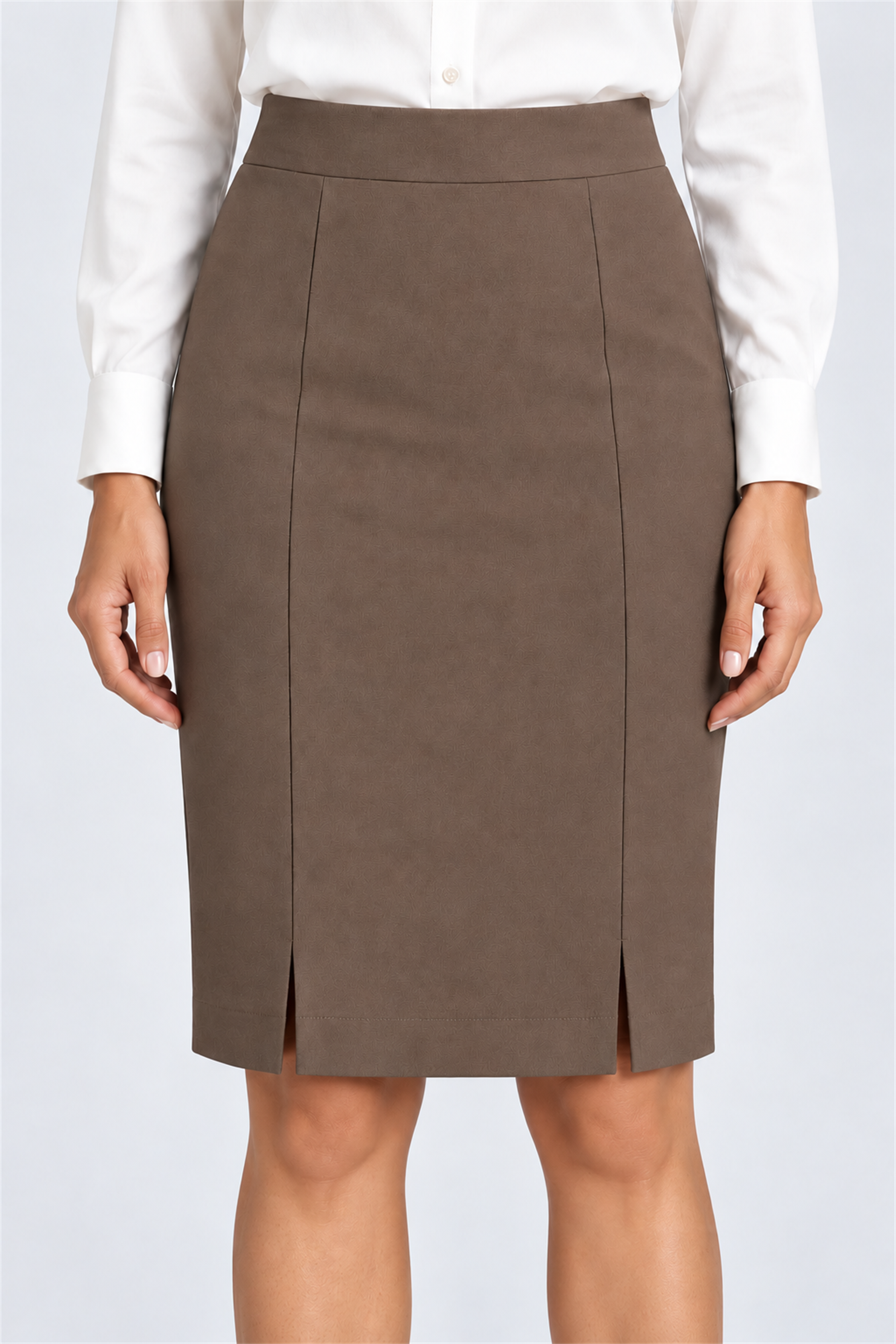 ENVOGUE Women's Formal Plain Skirt - Light Brown