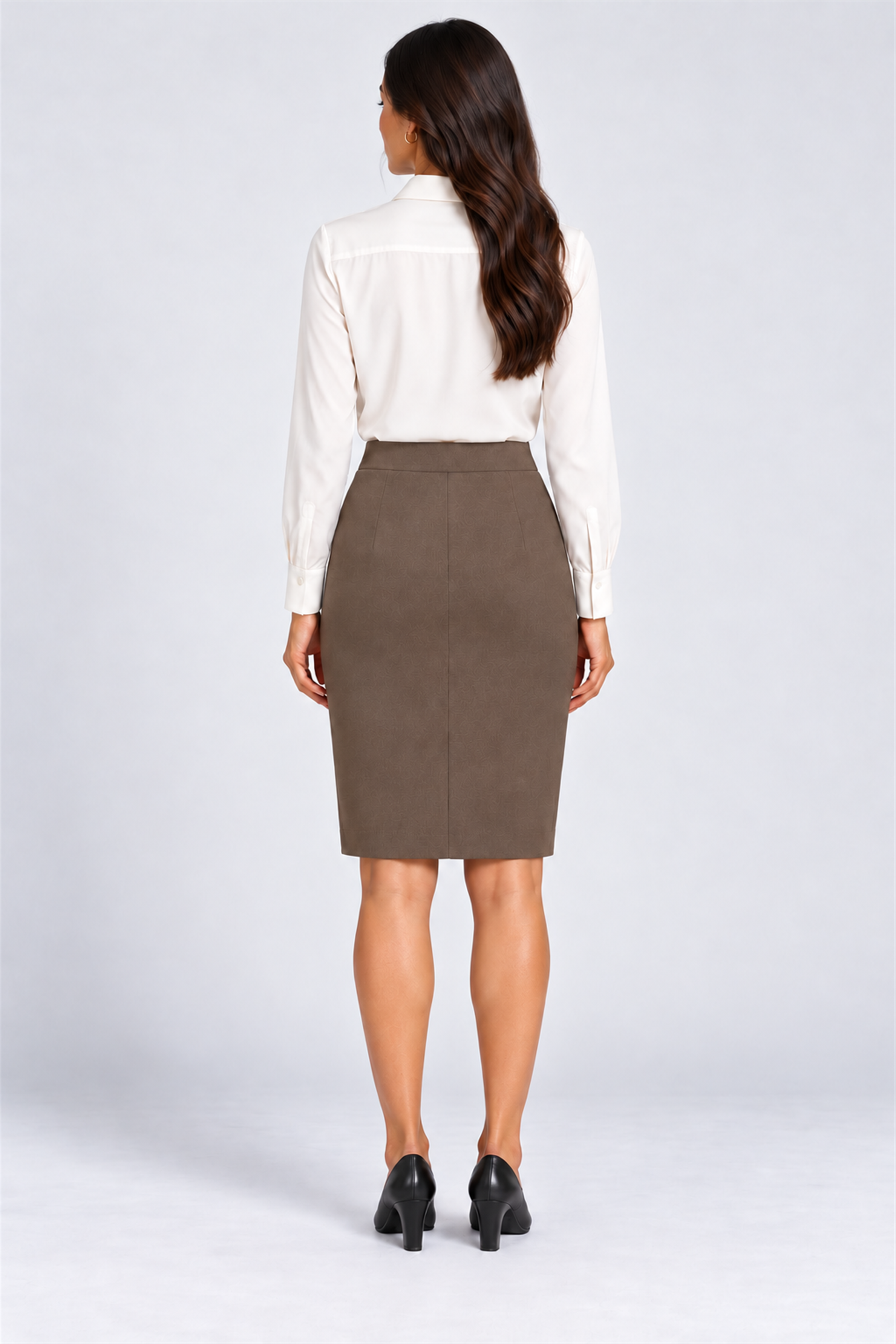 ENVOGUE Women's Formal Plain Skirt - Light Brown
