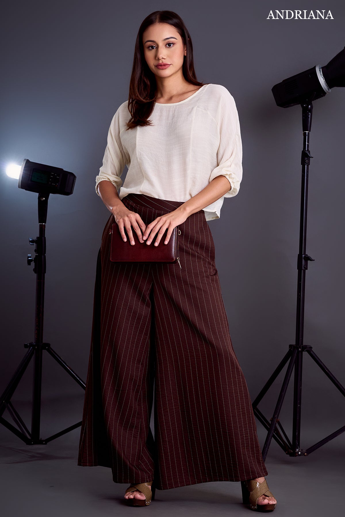 ANDRIANA Women's Striped Formal Trousers