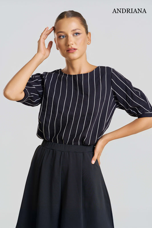 ANDRIANA Women's Striped Formal Blouse