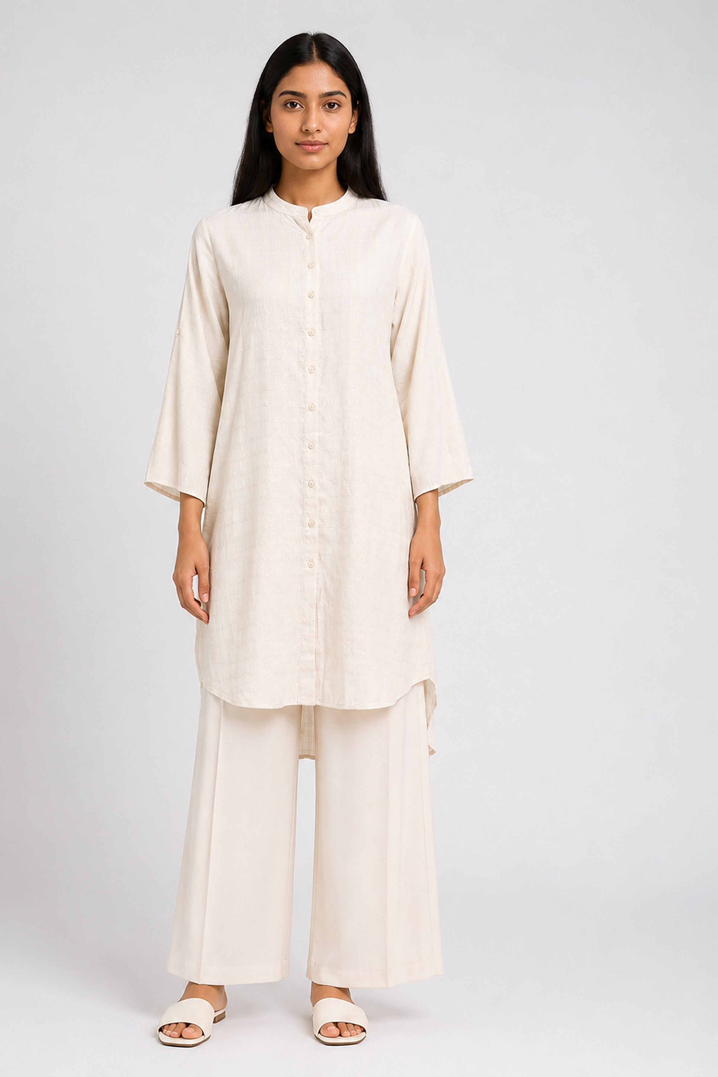 HADA Women's Casual Printed Kurta - Beige