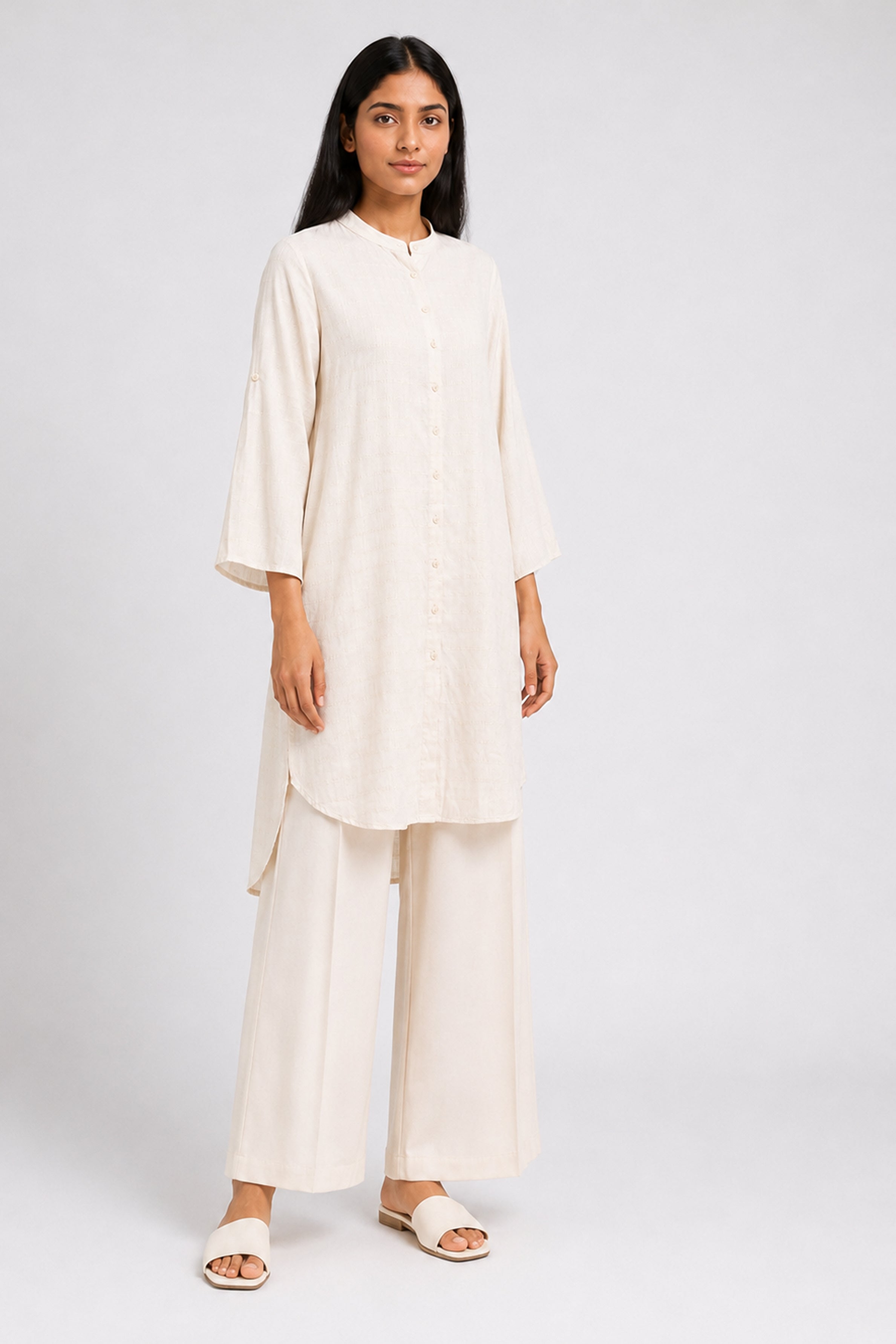 HADA Women's Casual Printed Kurta - Beige