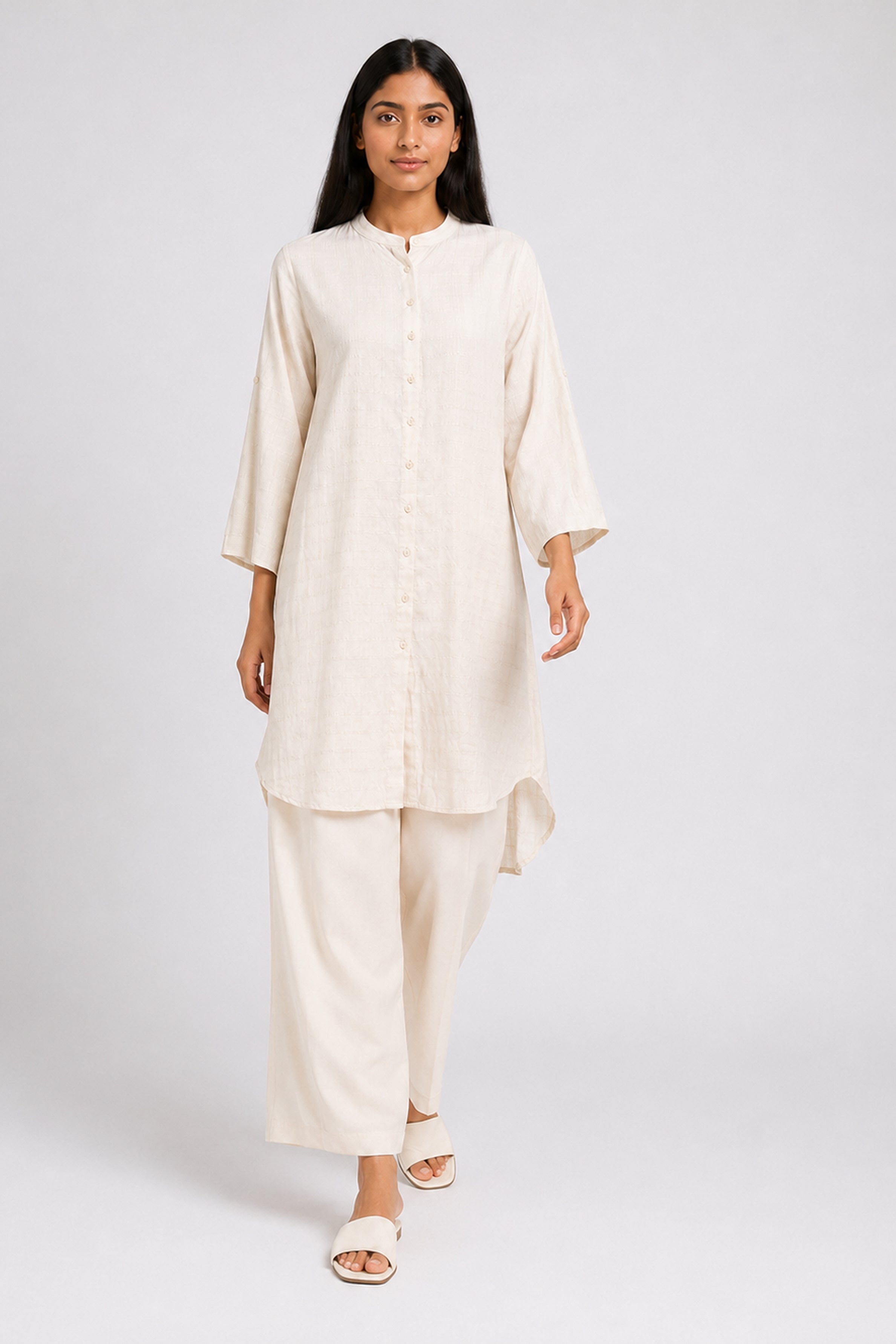 HADA Women's Casual Printed Kurta - Beige
