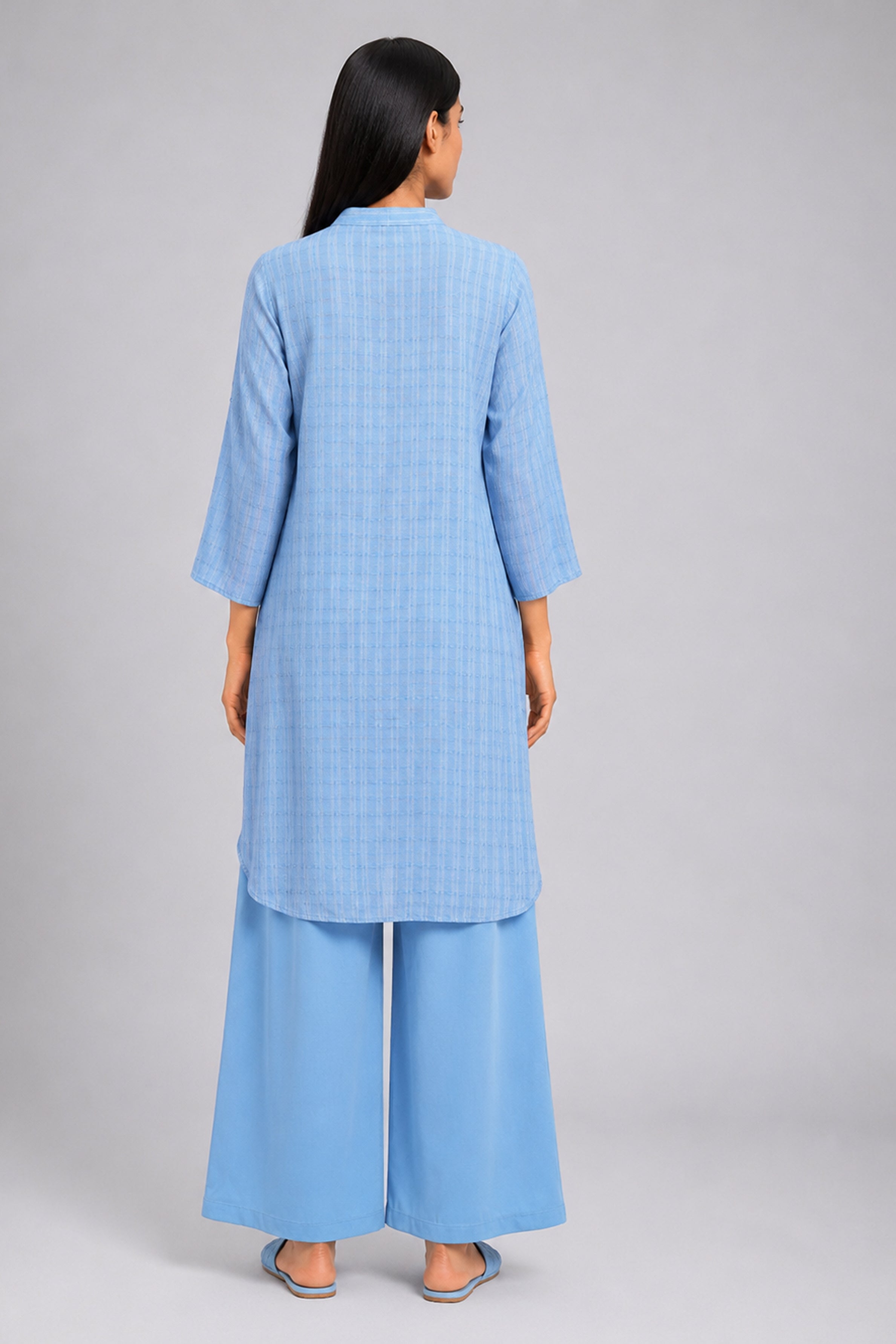 HADA Women's Casual Printed Kurta - Light Blue