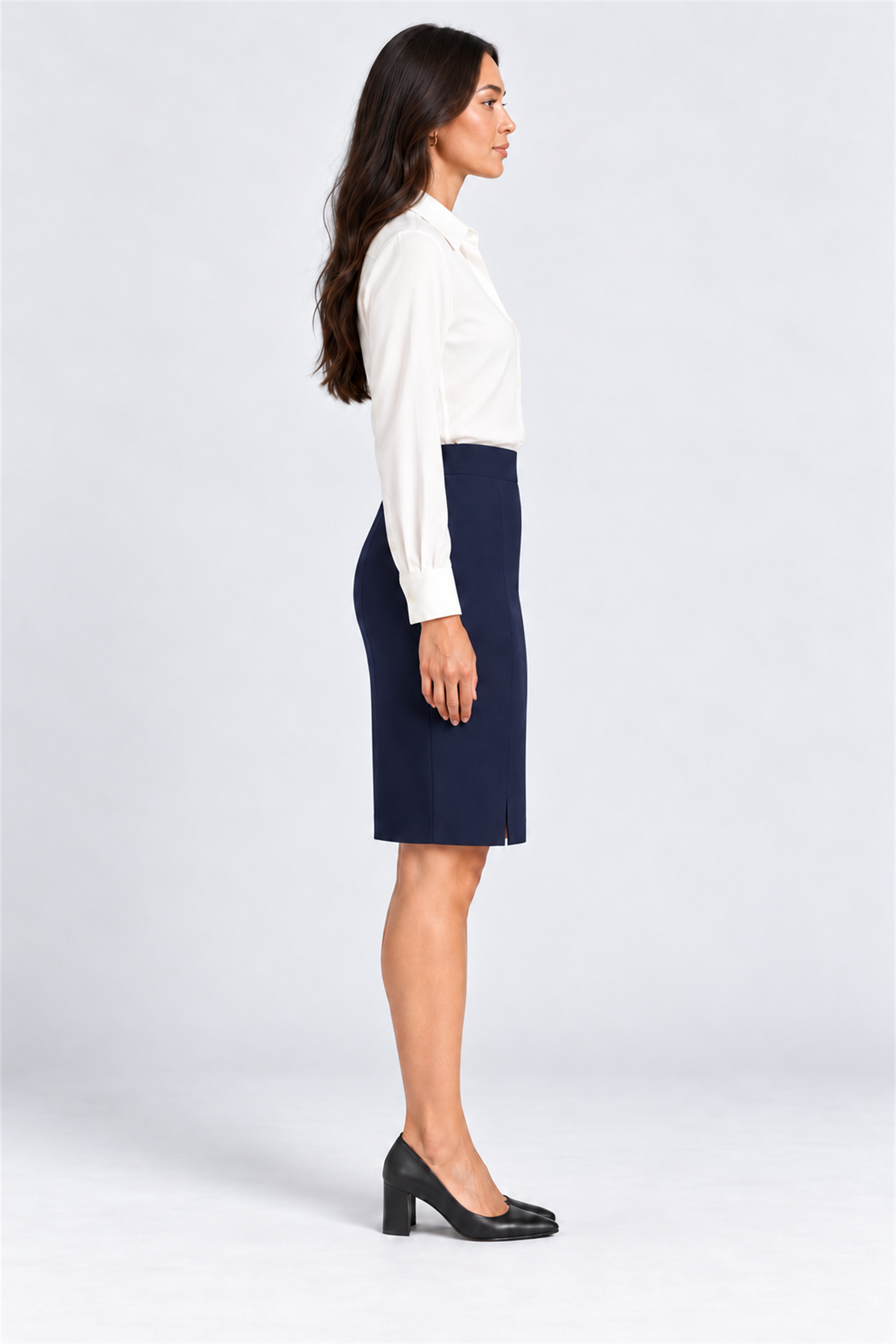 ENVOGUE Women's Formal Plain Skirt - Navy
