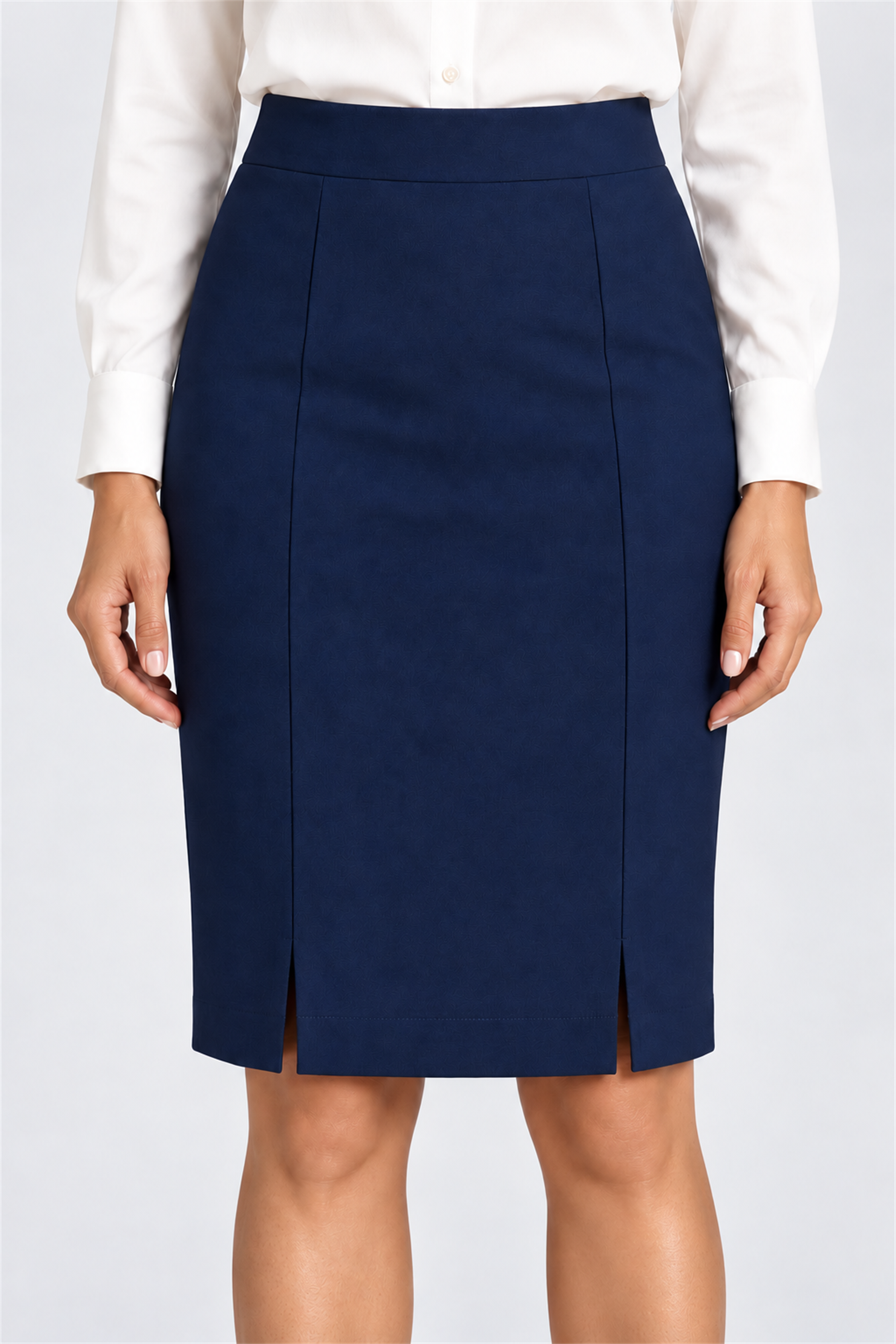 ENVOGUE Women's Formal Plain Skirt - Navy