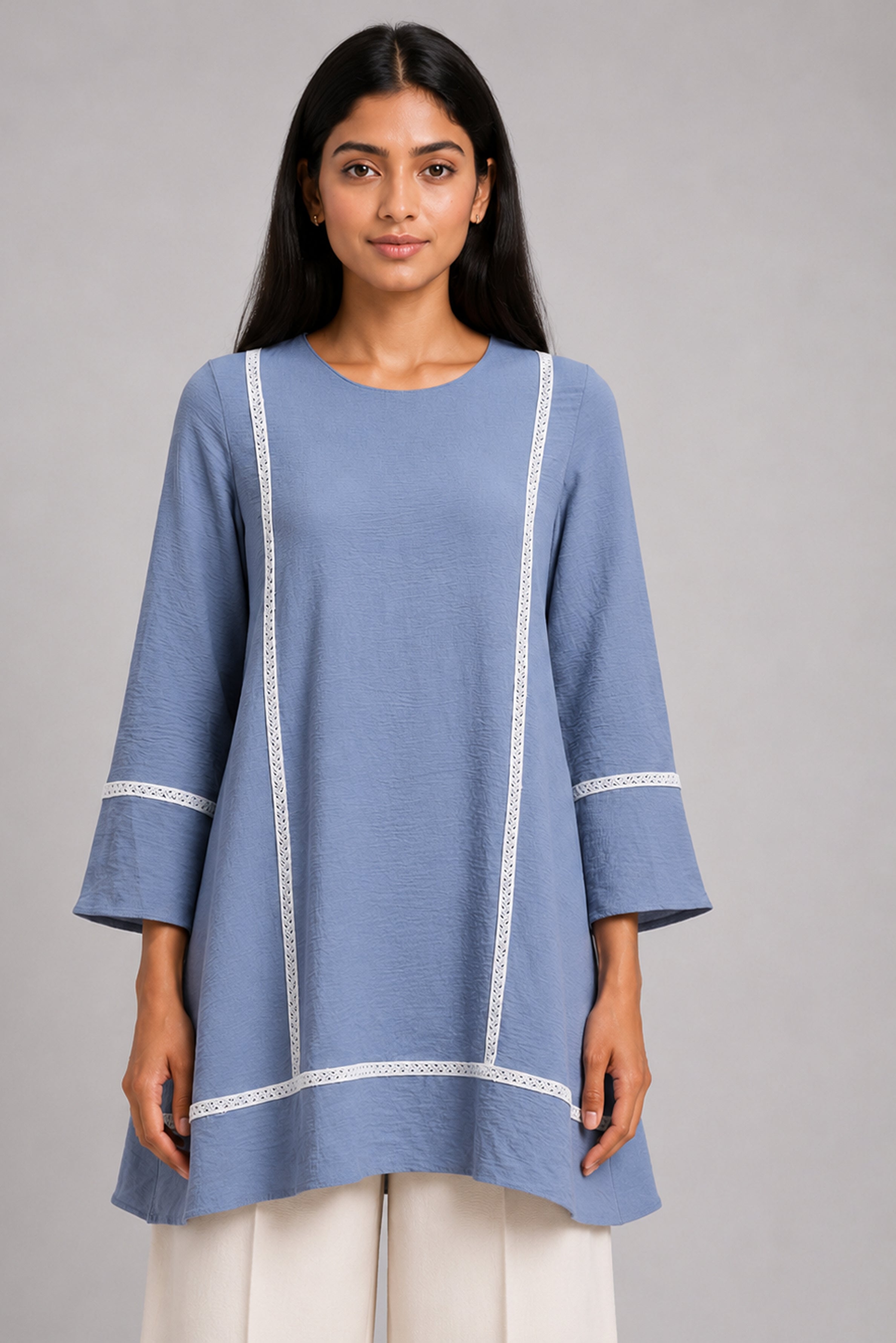 HADA Women's Casual Printed Kurta - Ash