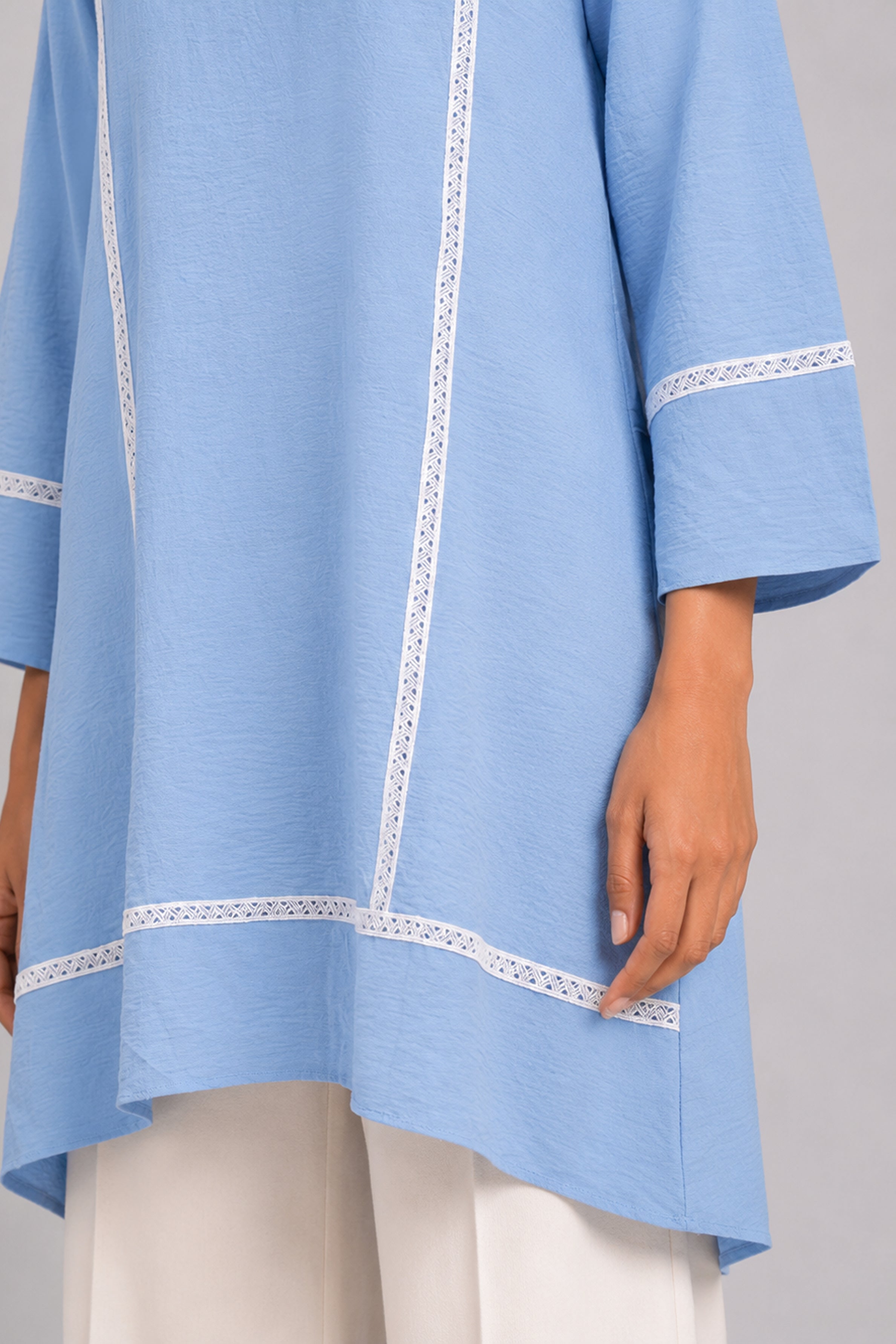 HADA Women's Casual Printed Kurta - Light Blue