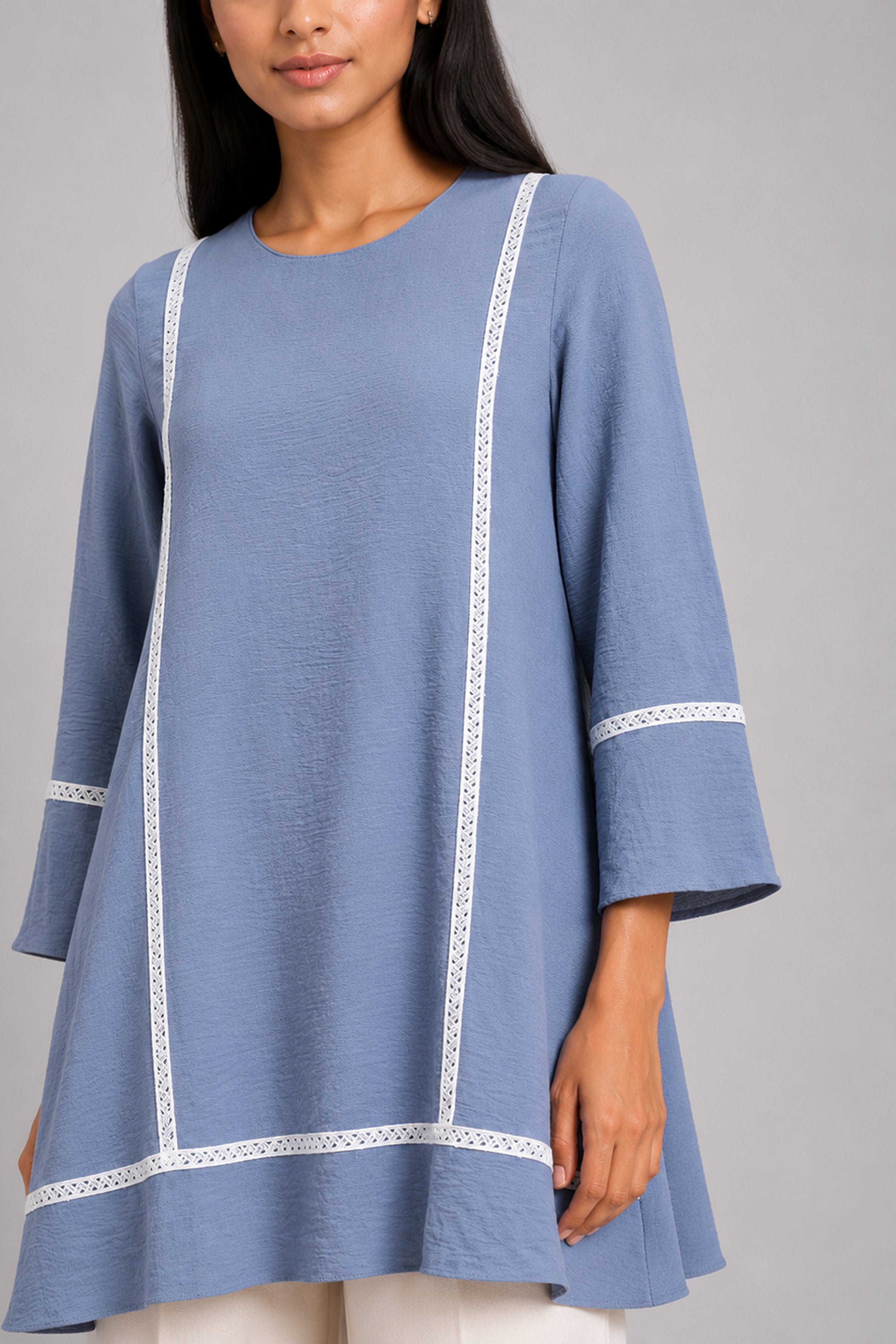 HADA Women's Casual Printed Kurta - Ash