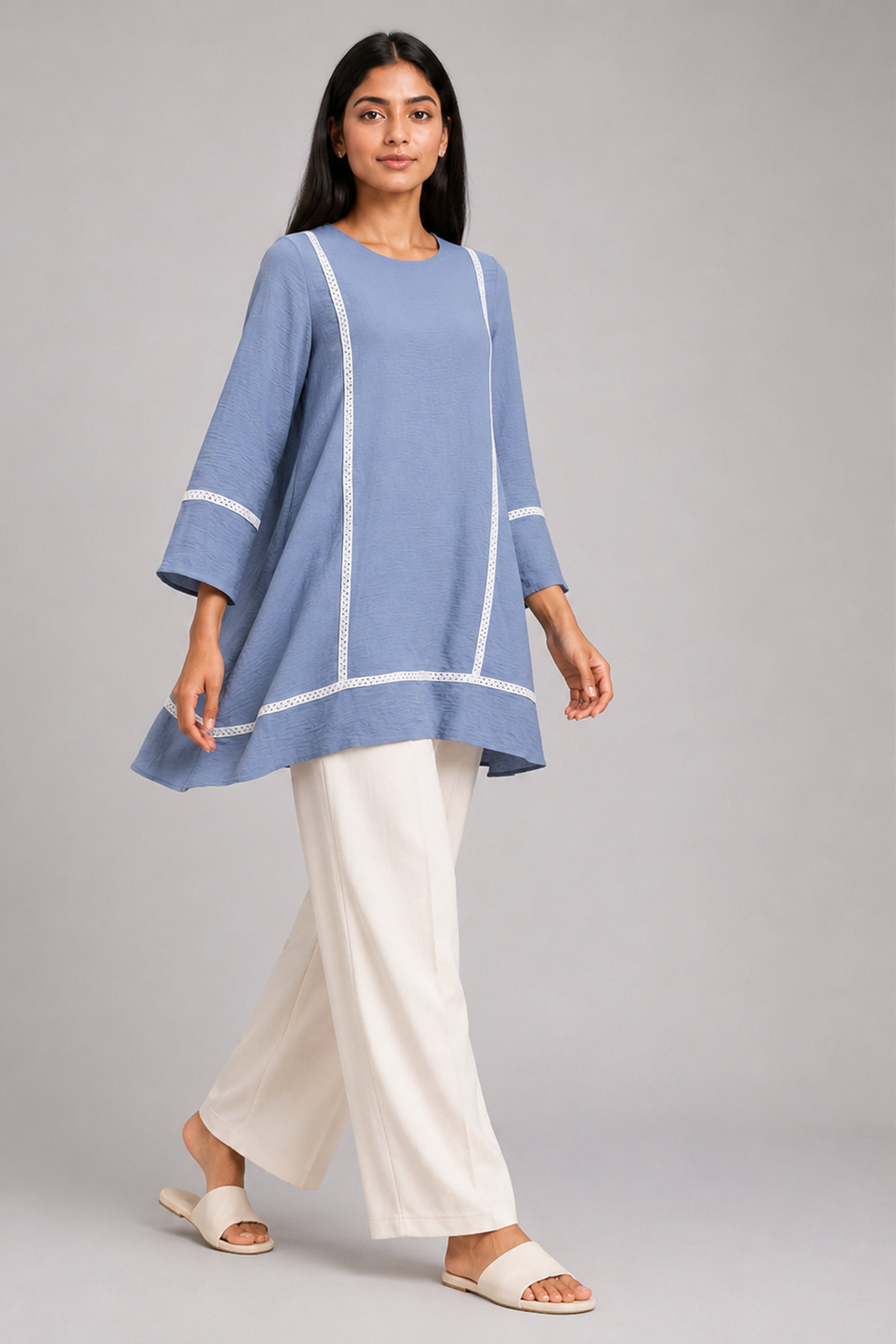 HADA Women's Casual Printed Kurta - Ash