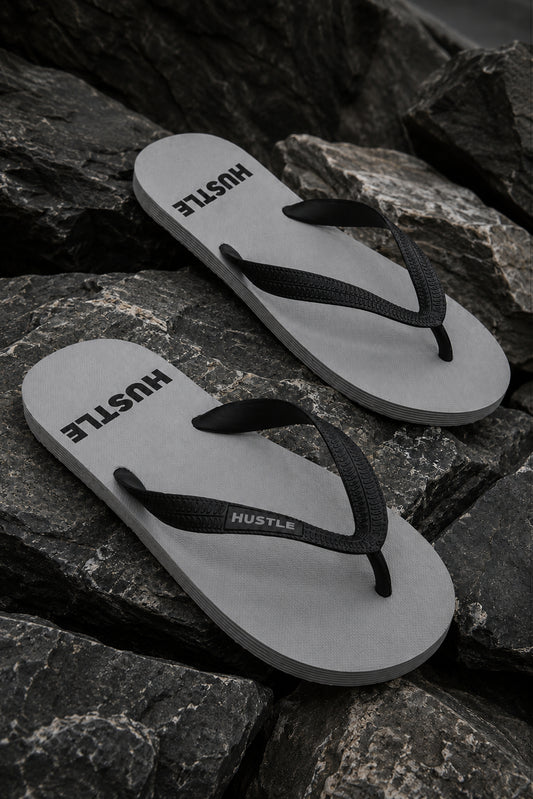 HUSTLE Men's Gray Flip Flops