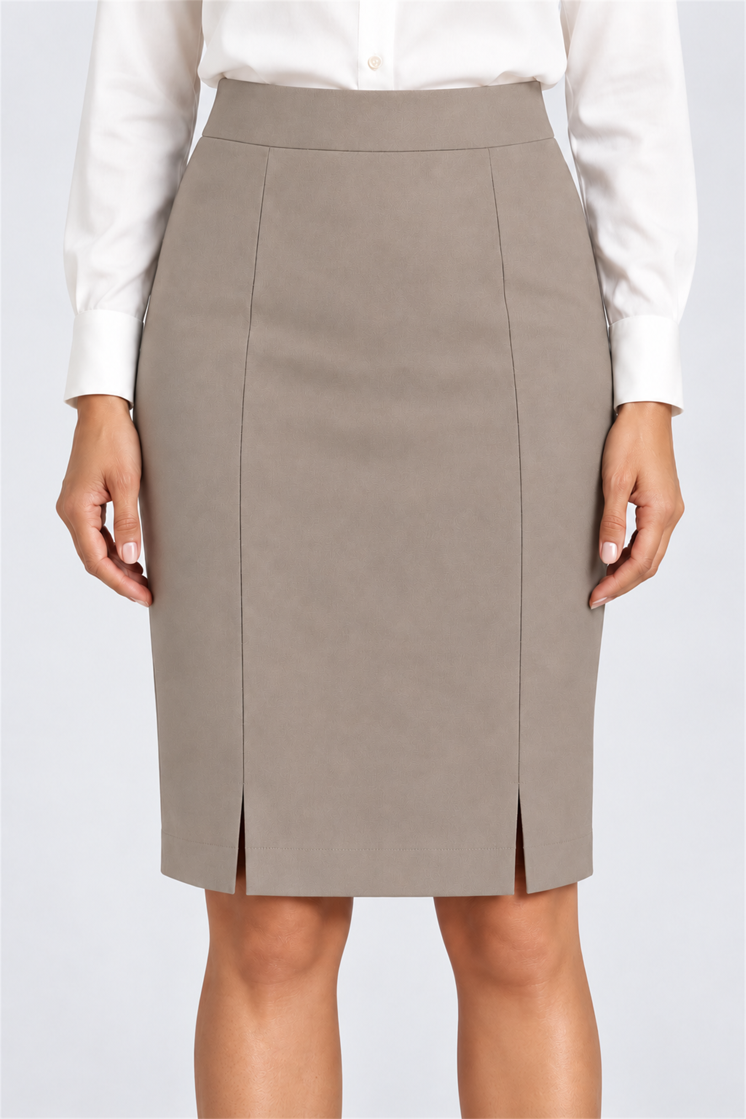 ENVOGUE Women's Formal Plain Skirt - Beige