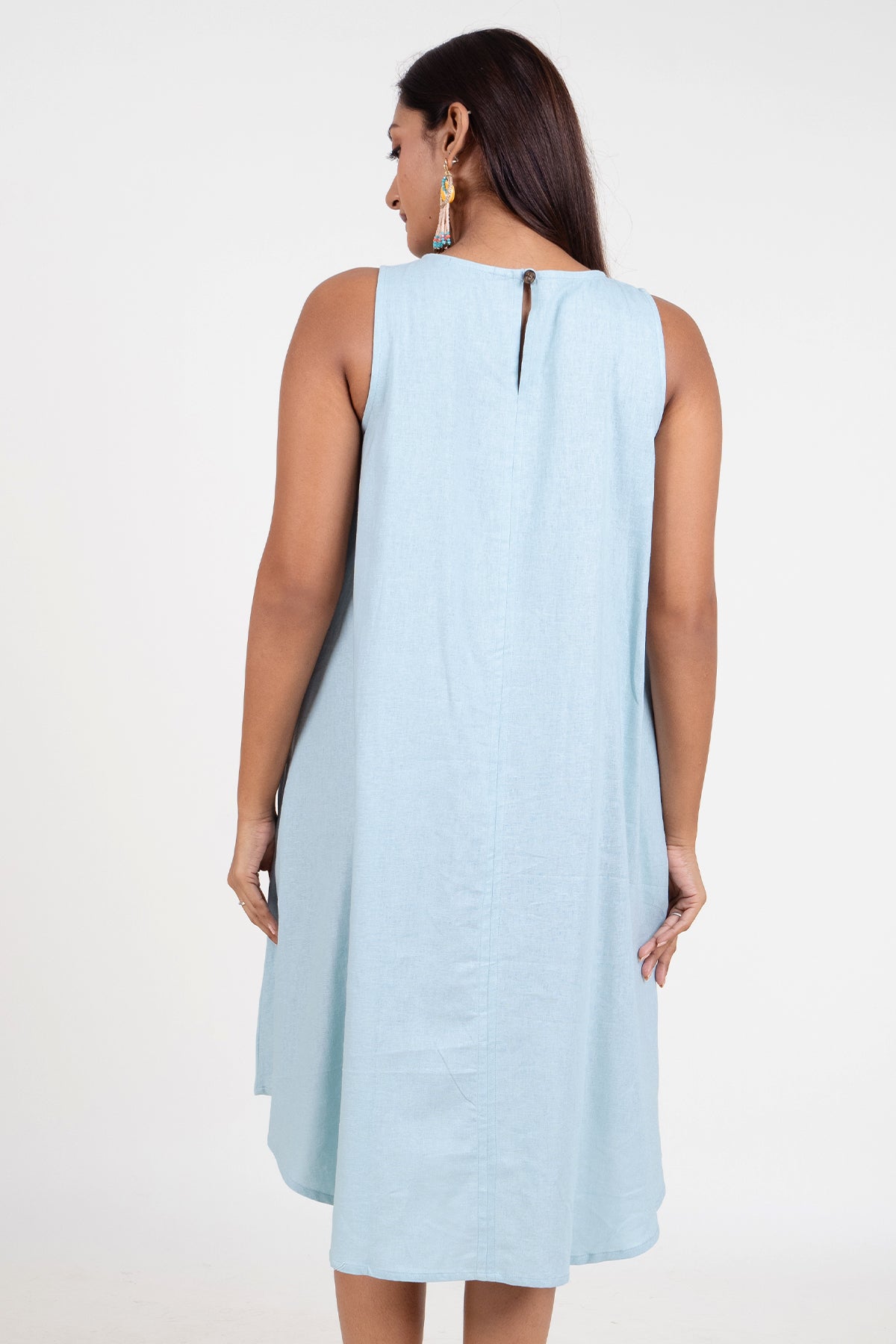 Envogue Women's Sleeve Less Chic Casual Linen Dress