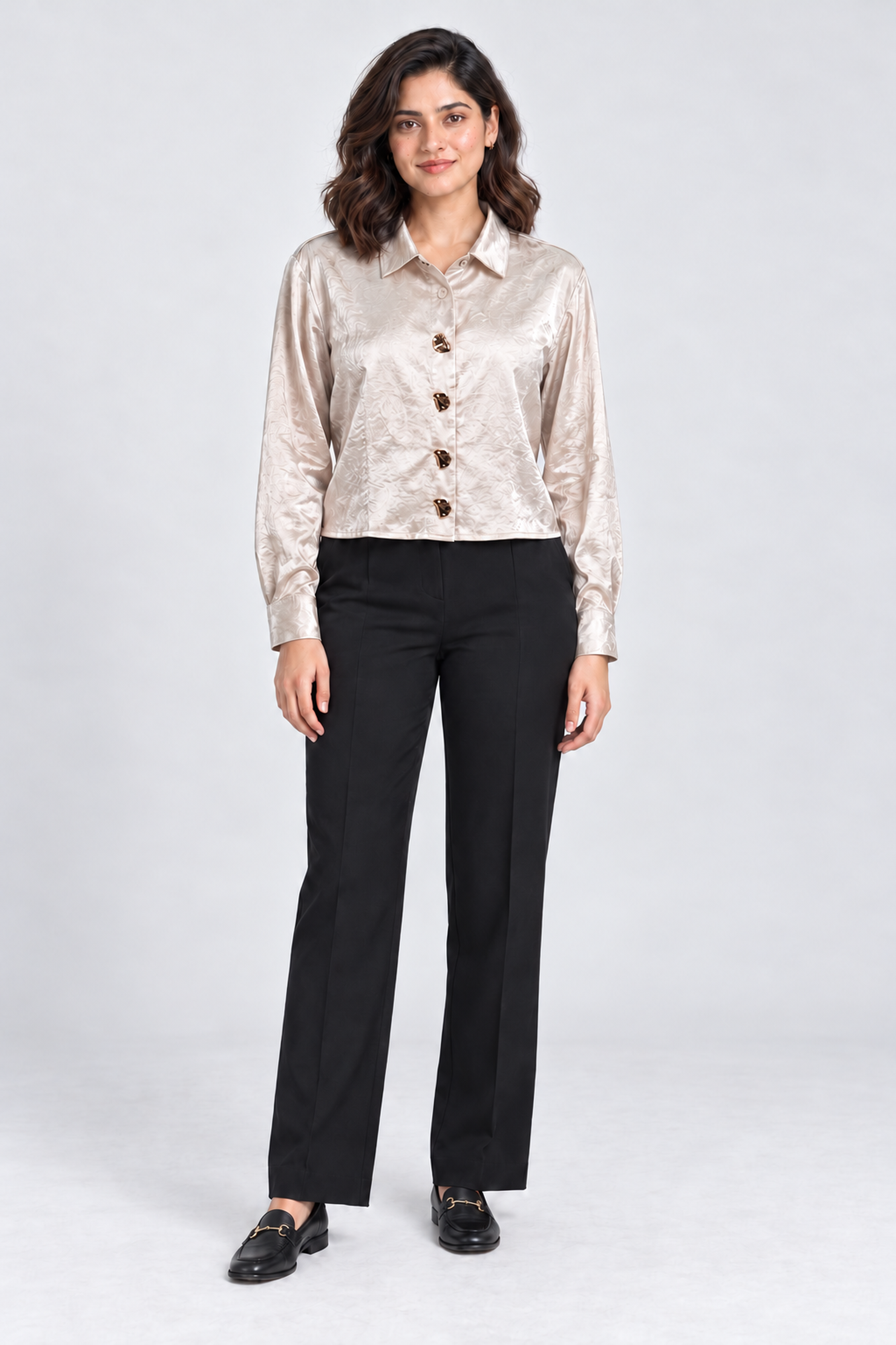 FOREVER 21 Women's Formal Regular Blouse - Beige