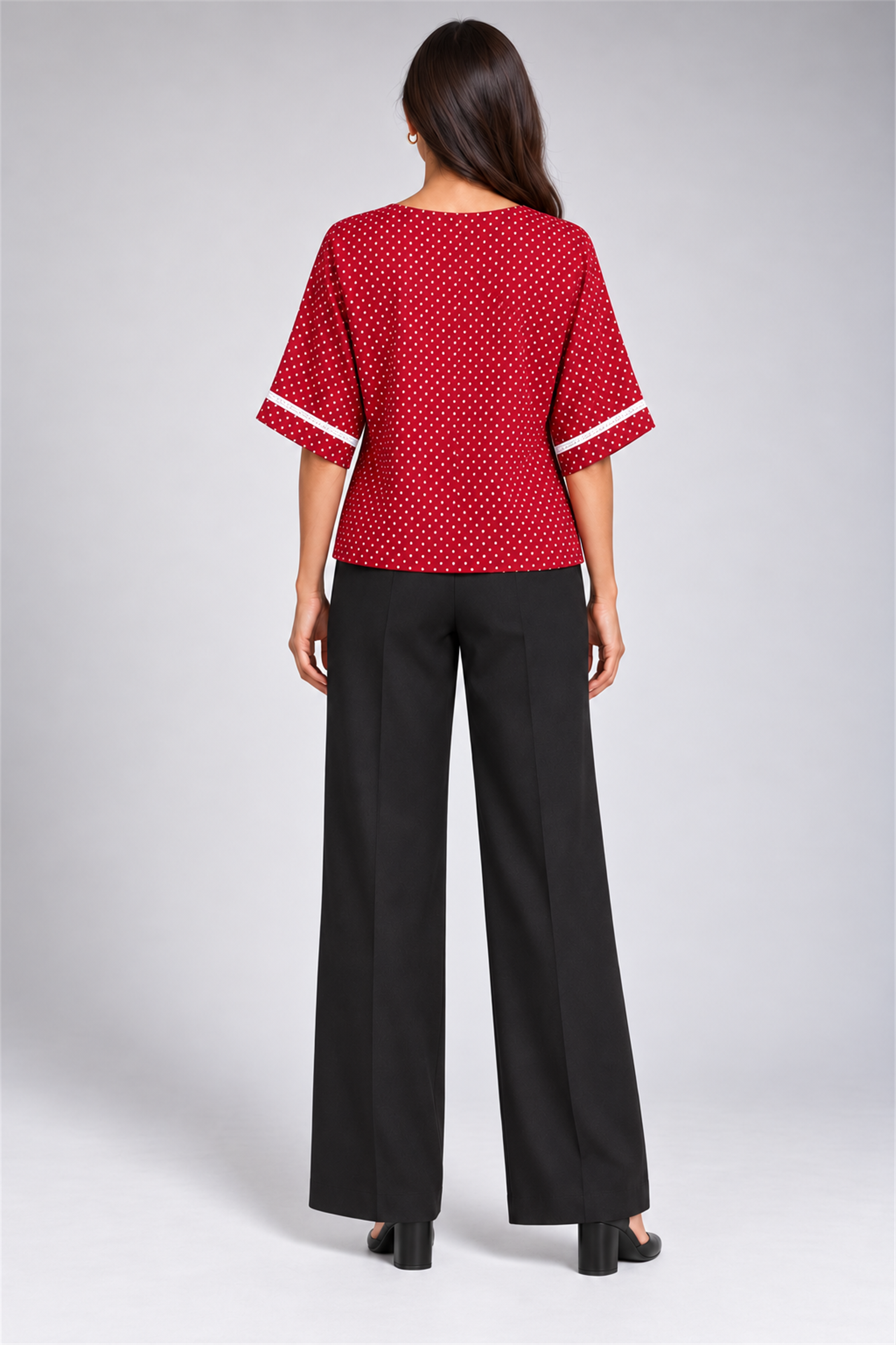 ENVOGUE Women's Formal Dots Printed Blouse - Red