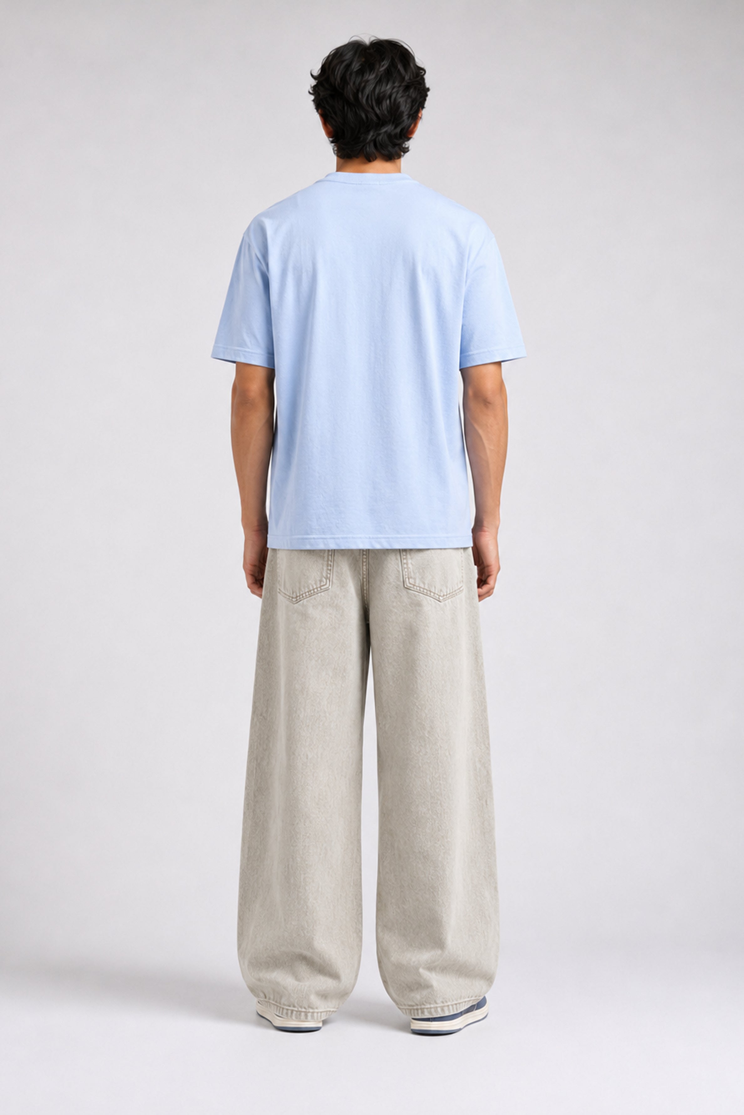HUSTLE Essentials Men's Crew Neck Oversized Tees - Ice Blue