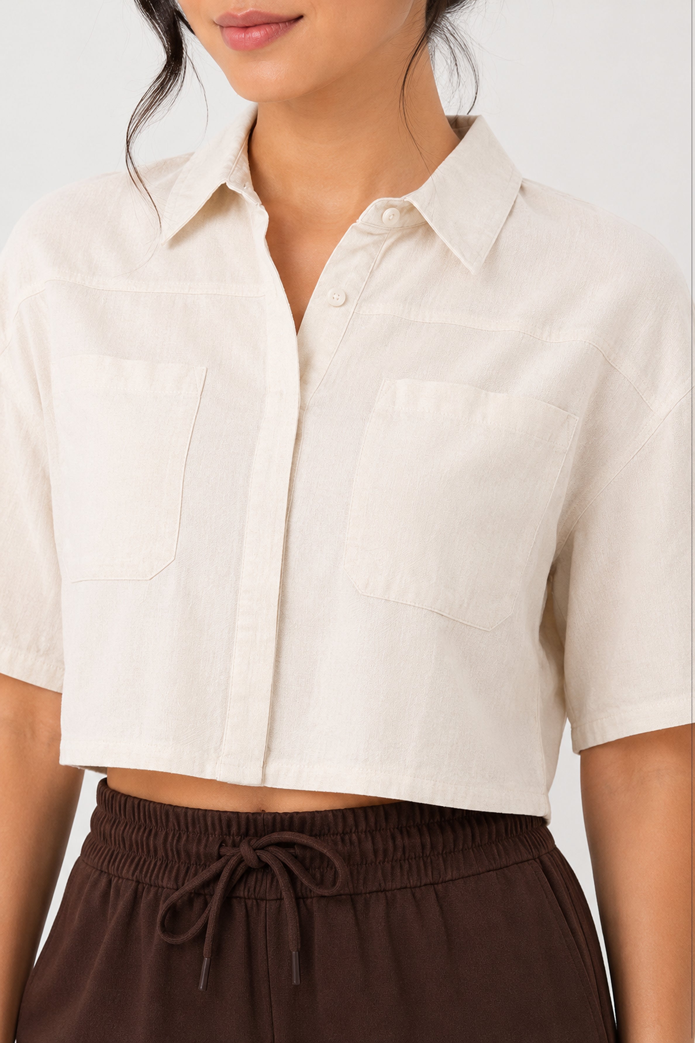 Modano Women's Linen Top - Beige