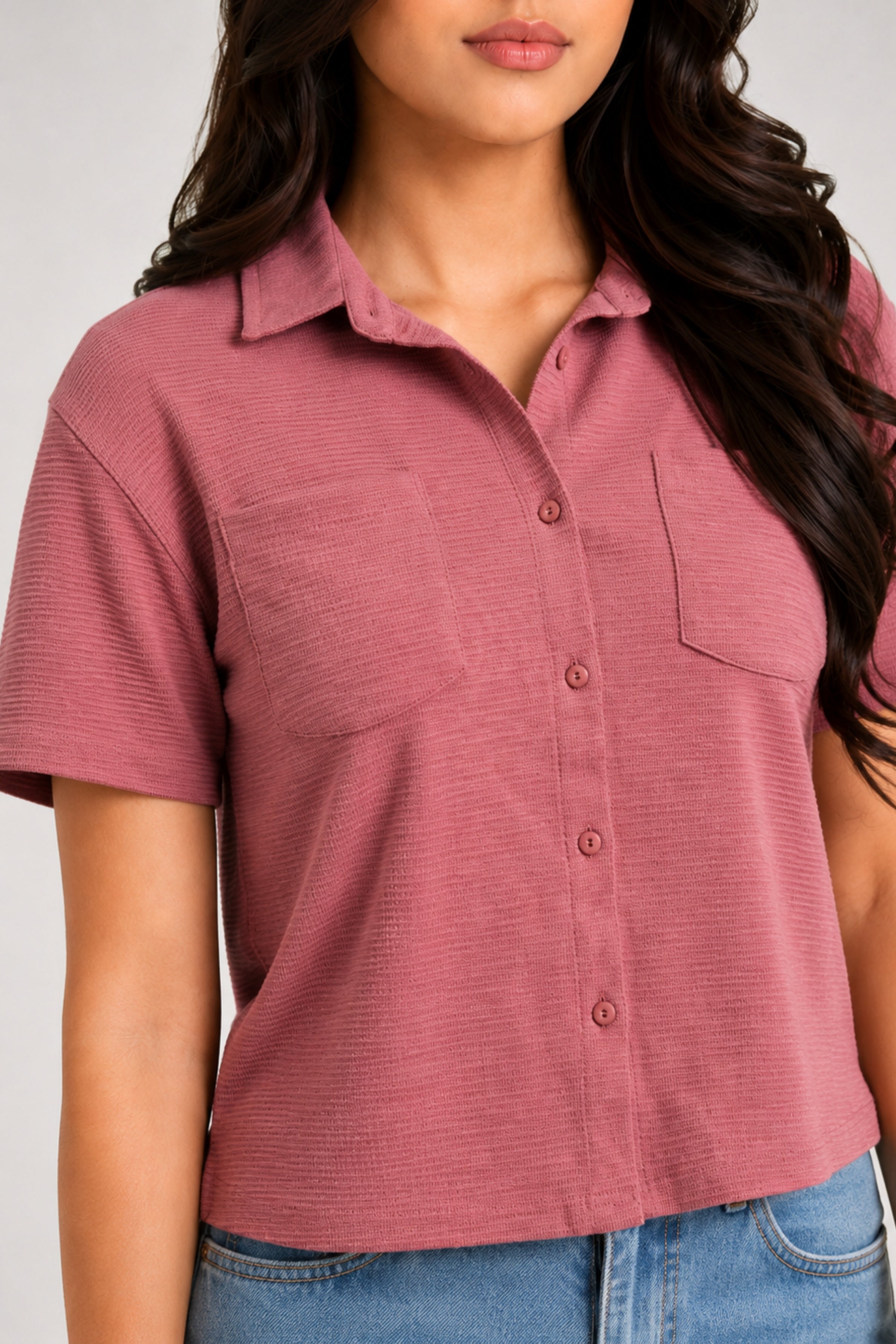 MODANO Casual Short Sleeve Blouse - Pink