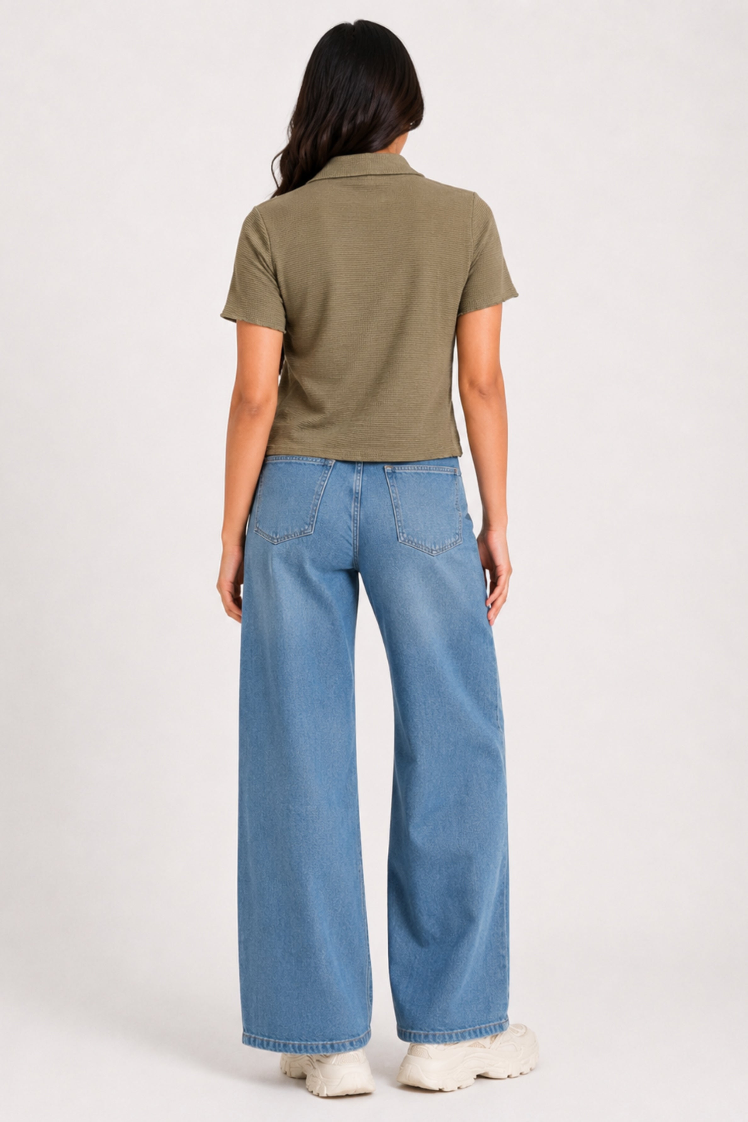 MODANO Casual Short Sleeve Blouse - Olive