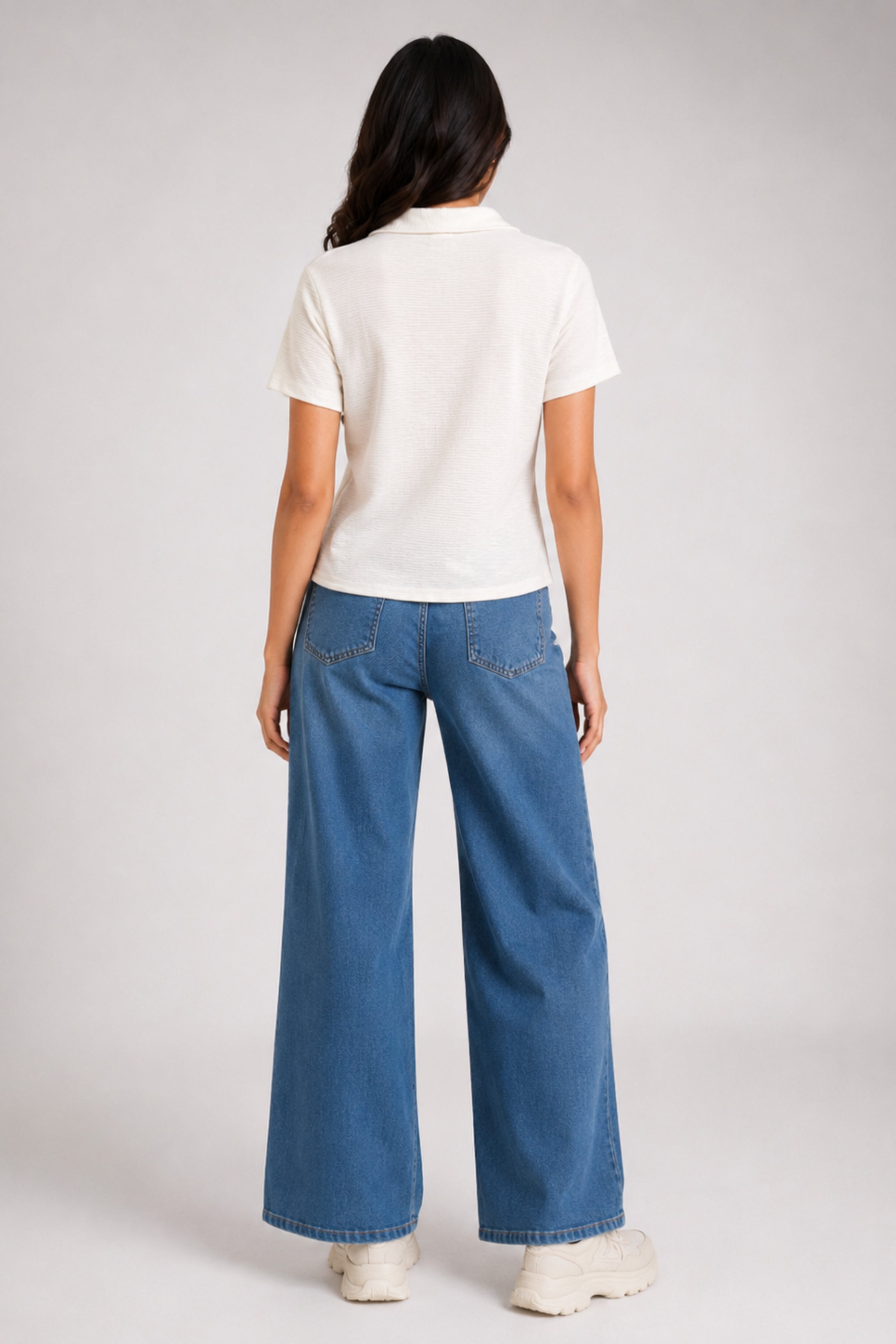 MODANO Casual Short Sleeve Blouse - White