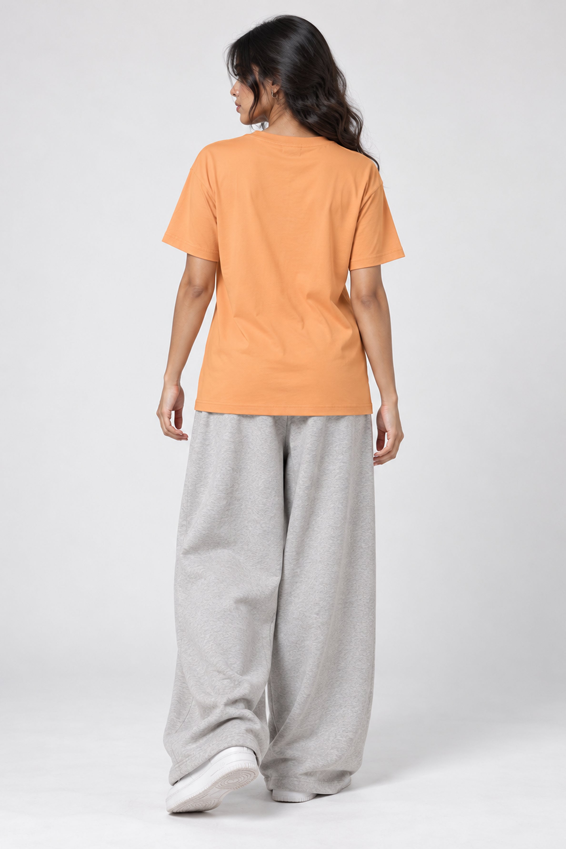 LOLI Women's Crew Neck Regular Tees - Light Orange