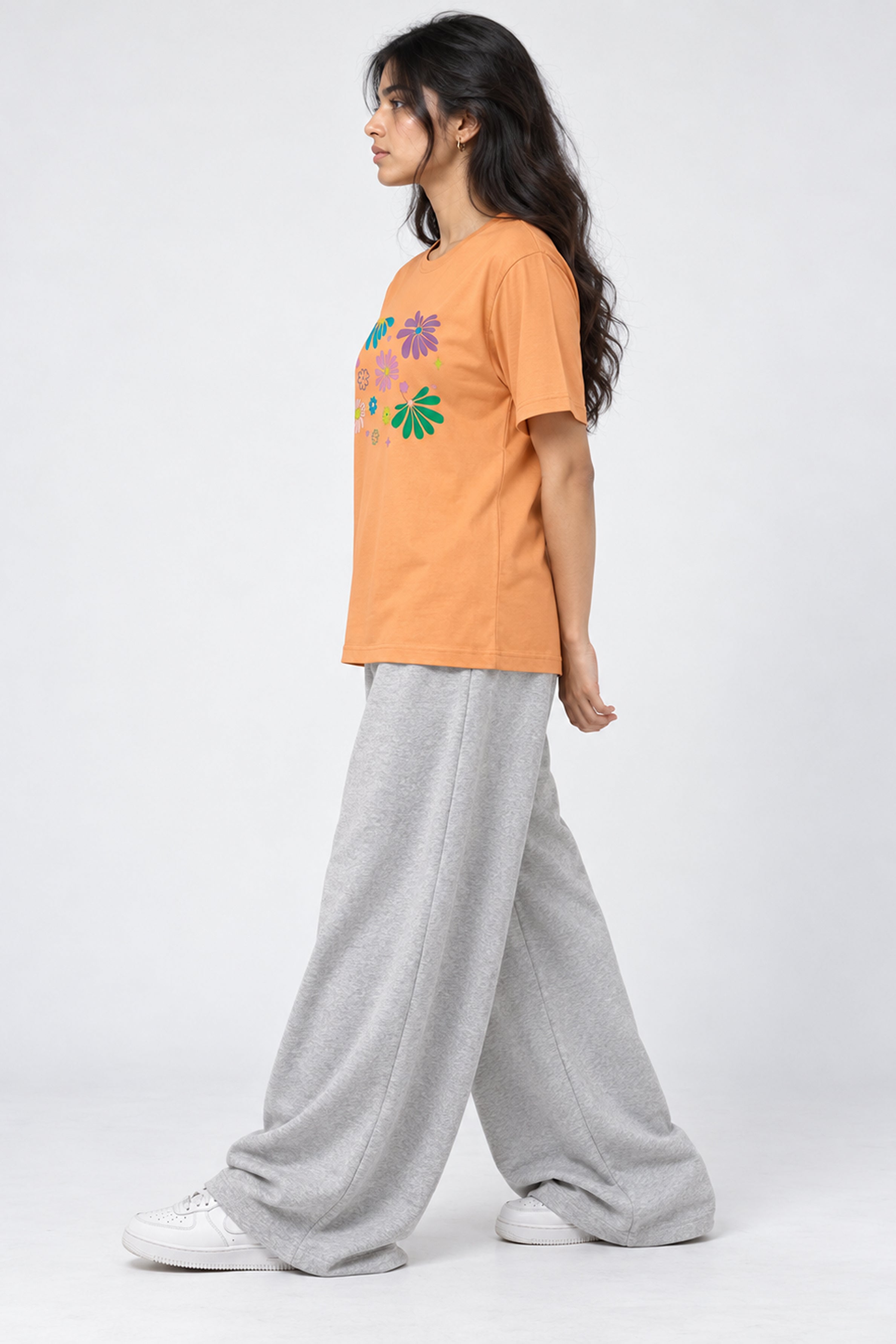 LOLI Women's Crew Neck Regular Tees - Light Orange