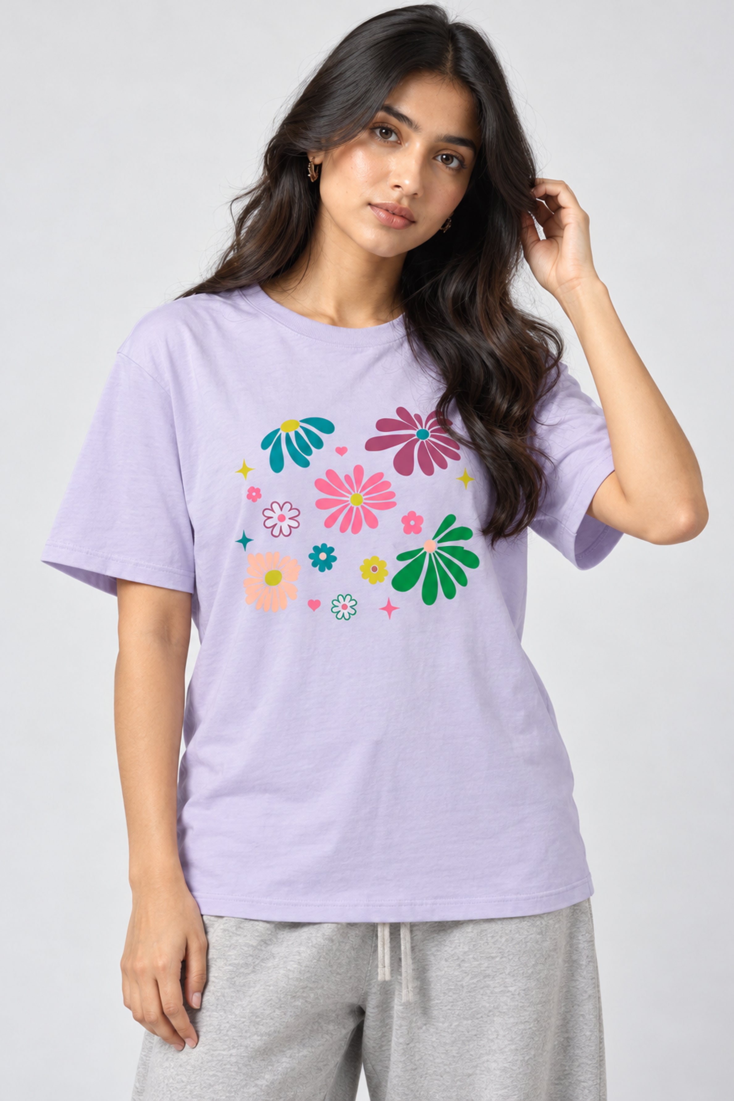LOLI Women's Crew Neck Regular Tees - Purple
