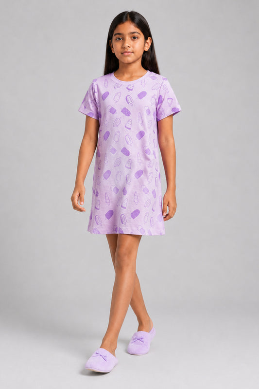 YAWN Kids' Purple Night Dress