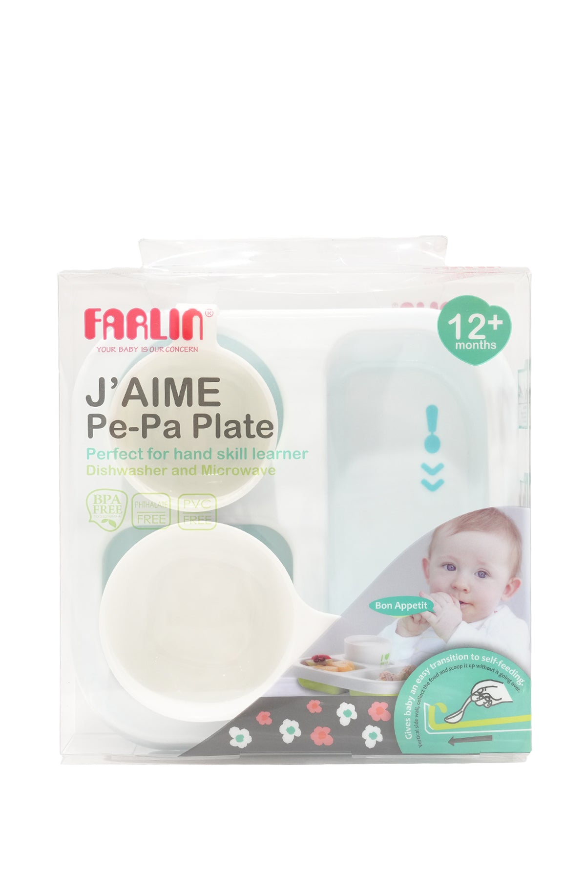 Farlin Pe-Pa BPA-Free Baby Feeding Set with Bowl, Plate & Cup