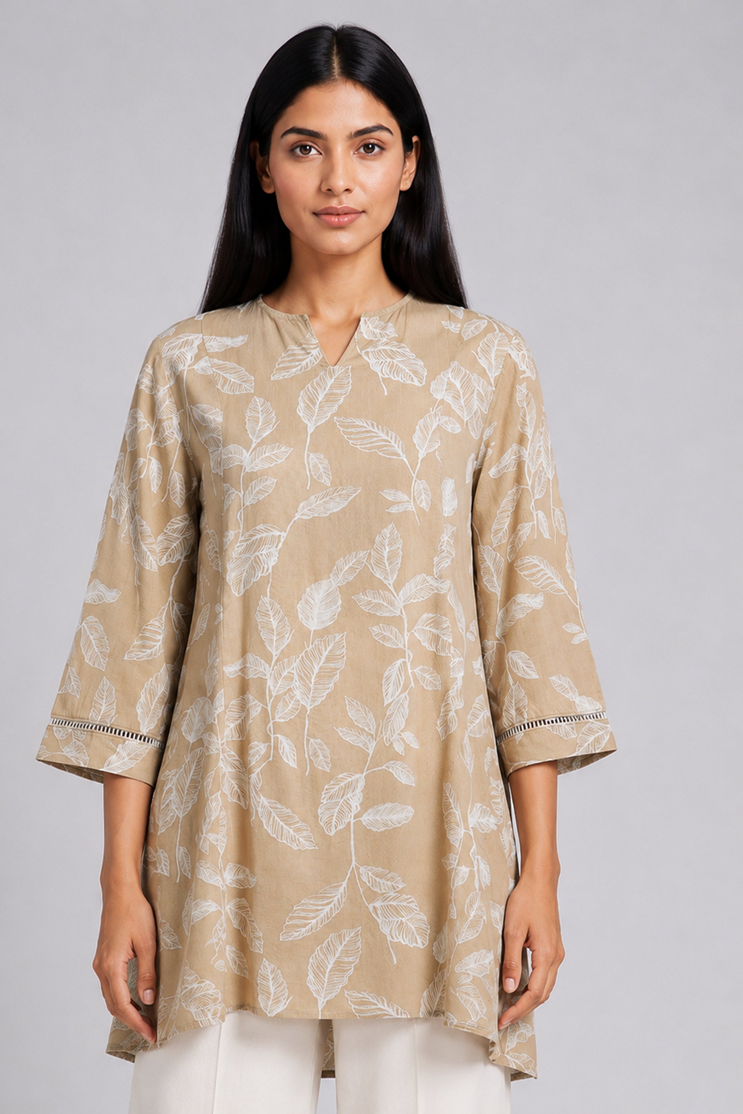 HADA Women's Casual Printed Kurta - Brown