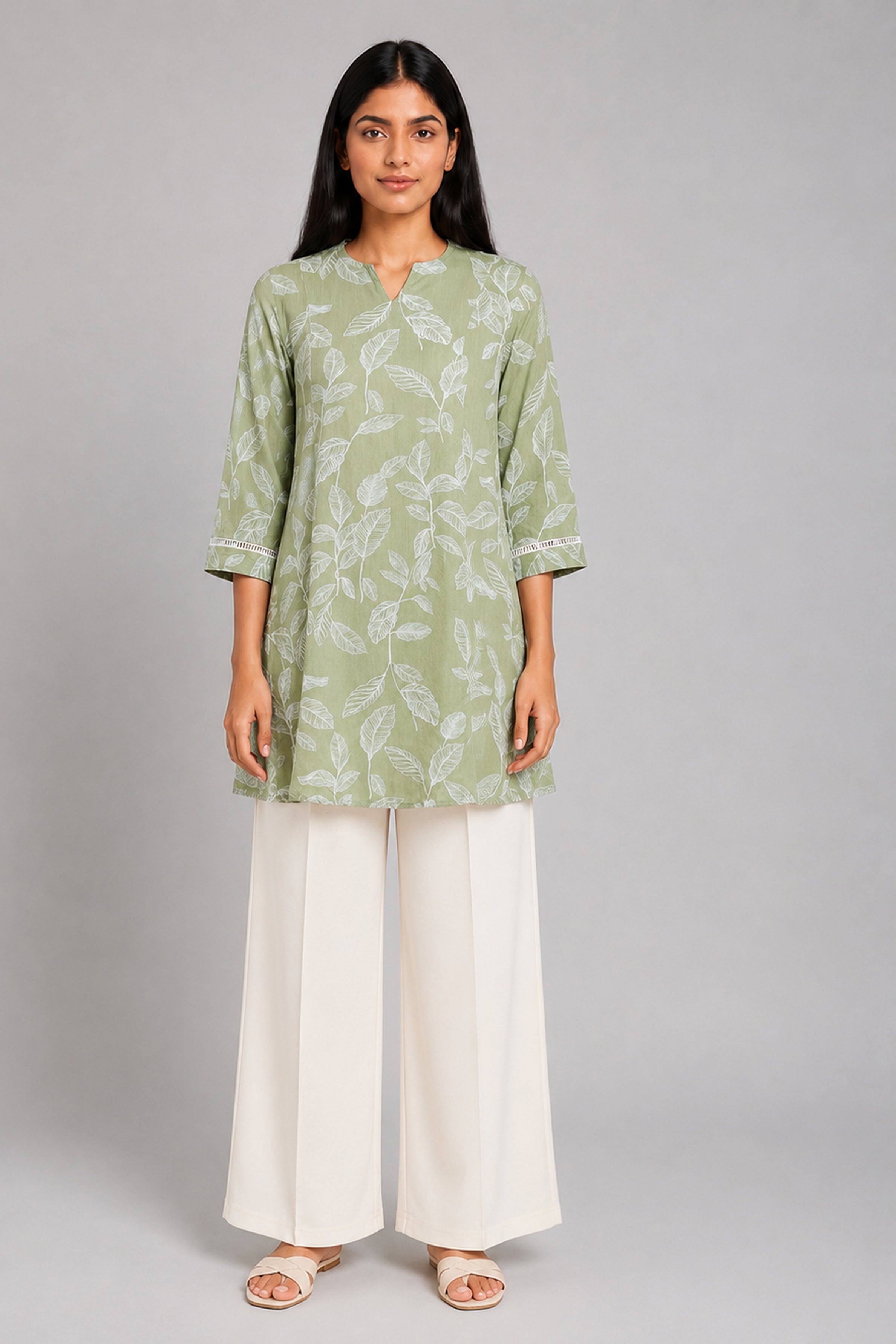 HADA Women's Casual Printed Kurta - Green