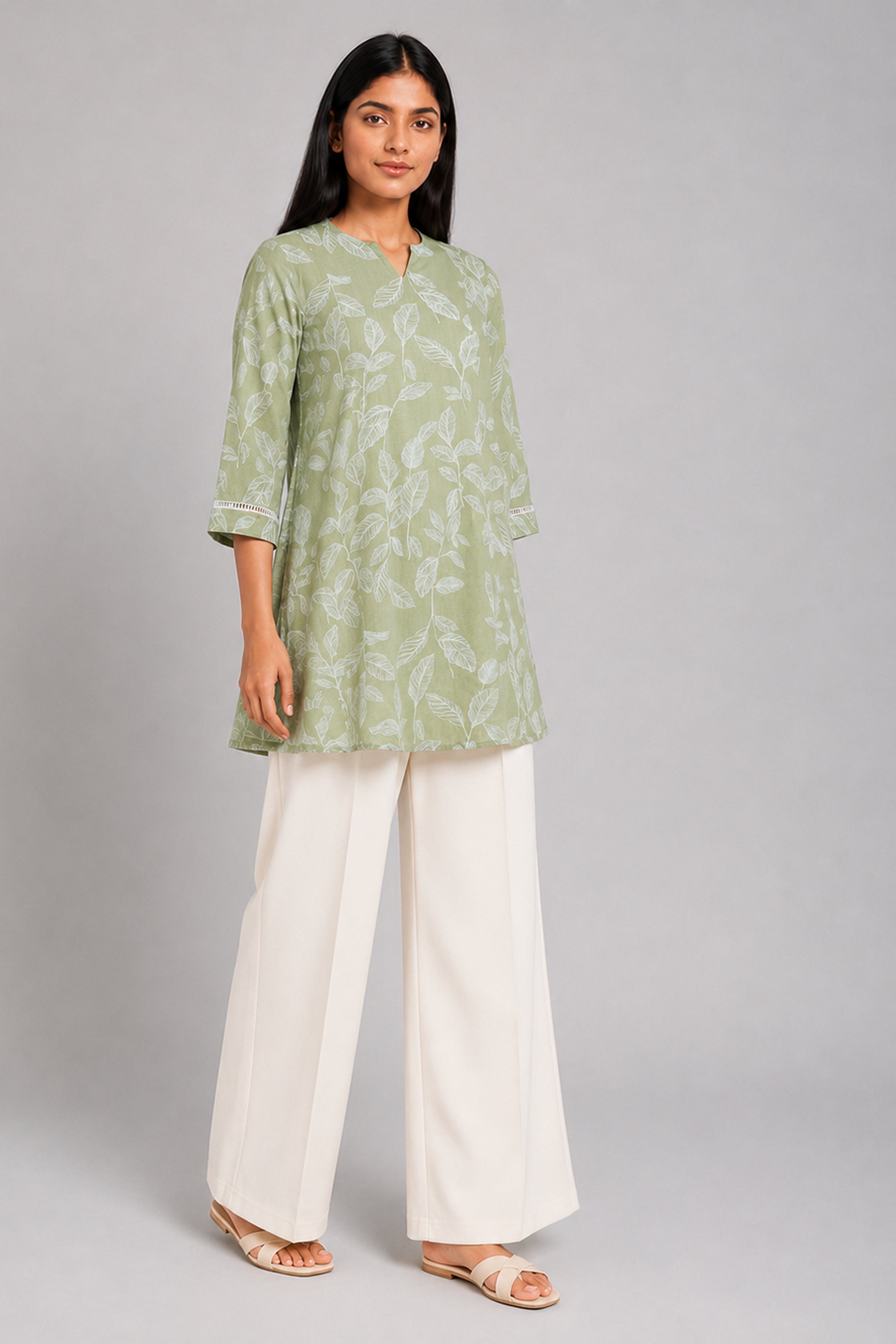 HADA Women's Casual Printed Kurta - Green