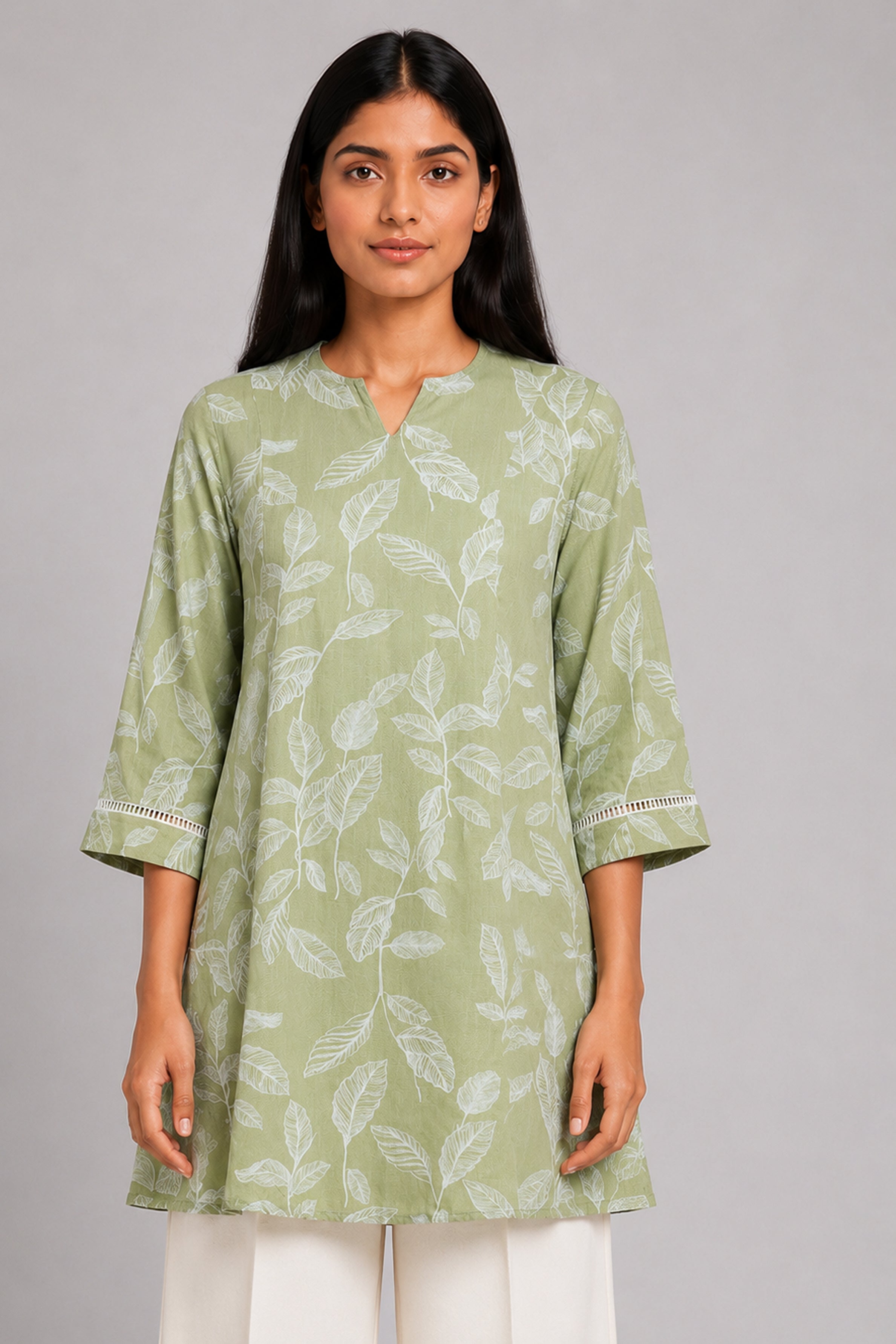 HADA Women's Casual Printed Kurta - Green