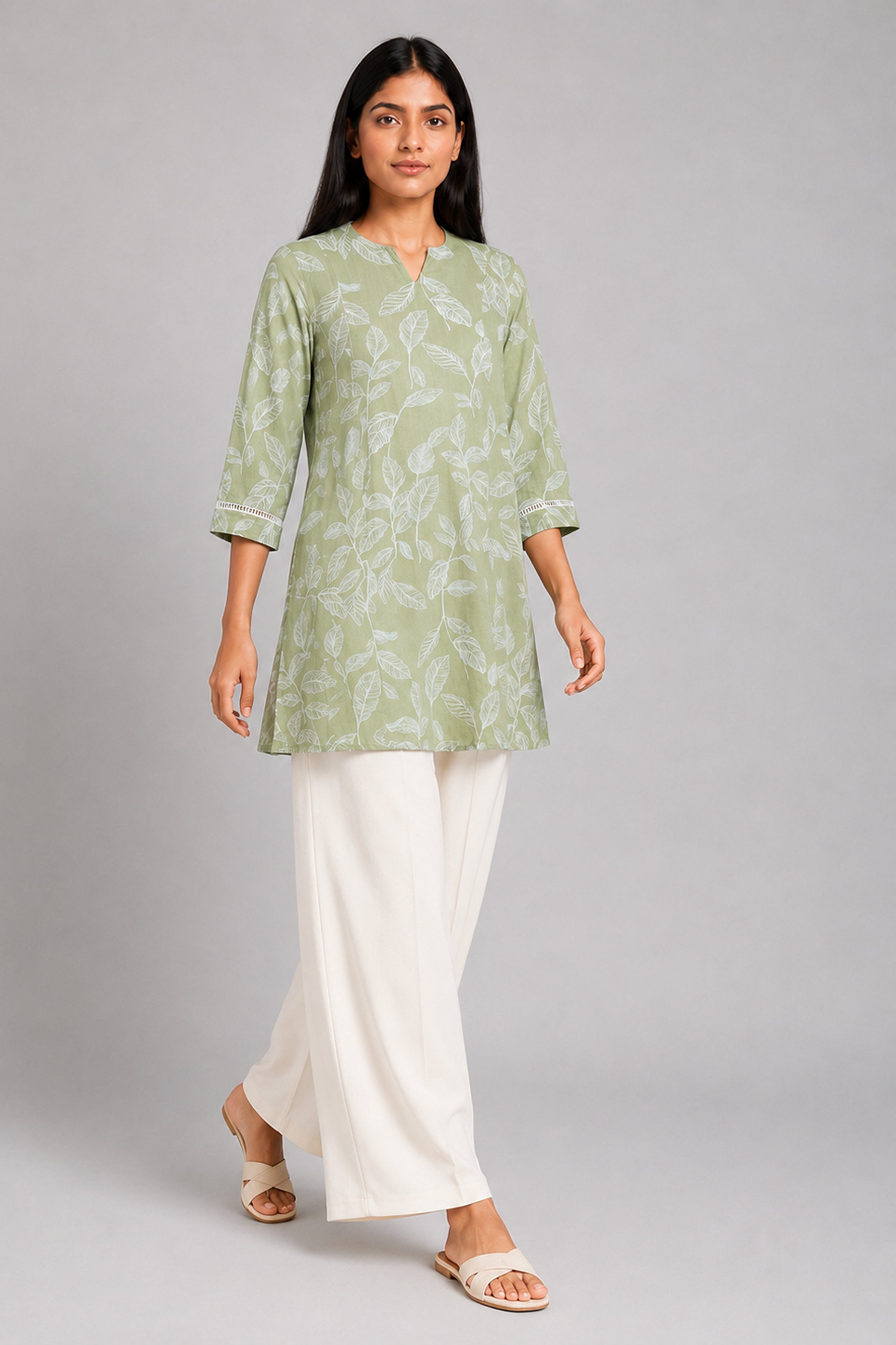 HADA Women's Casual Printed Kurta - Green