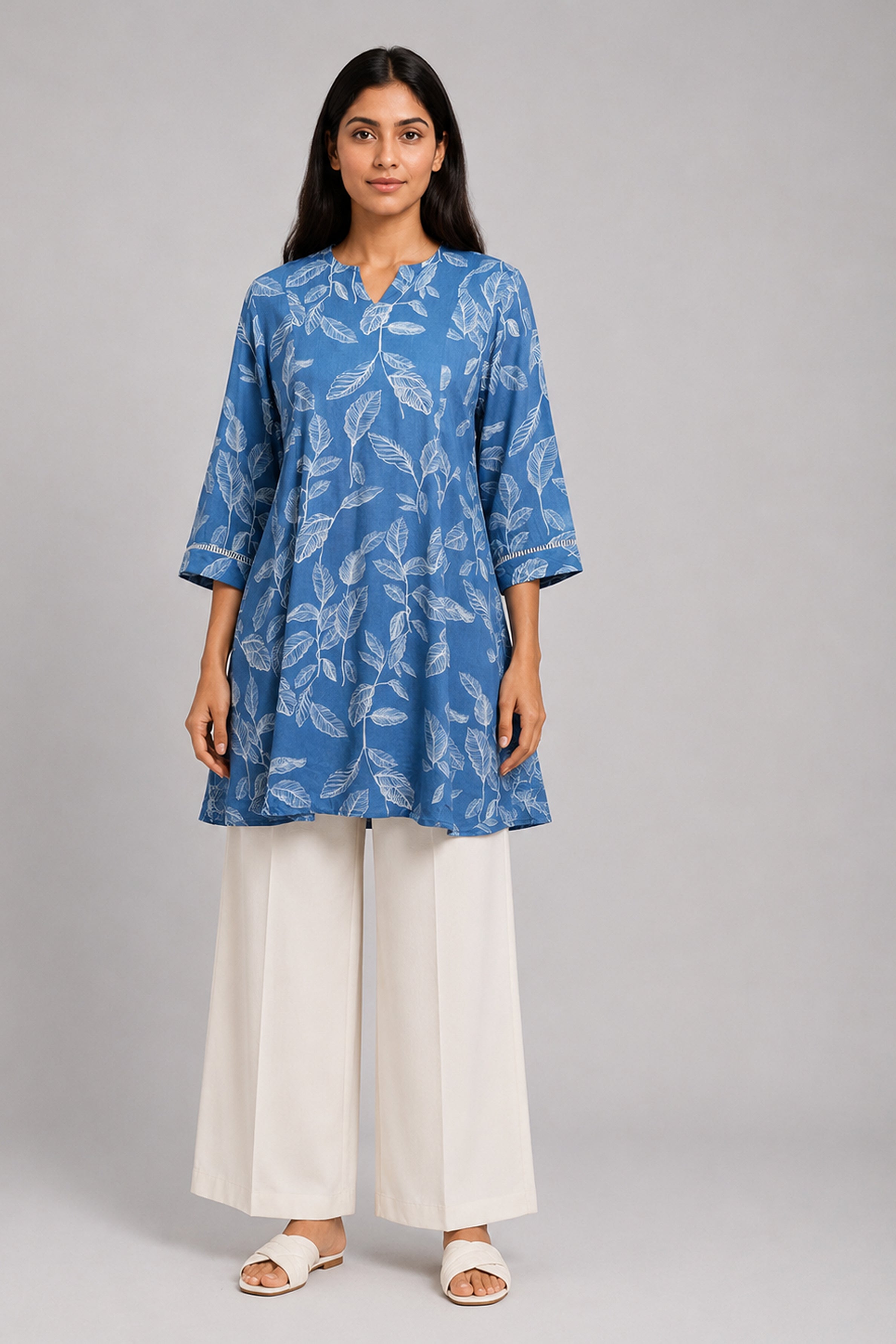 HADA Women's Casual Printed Kurta - Blue