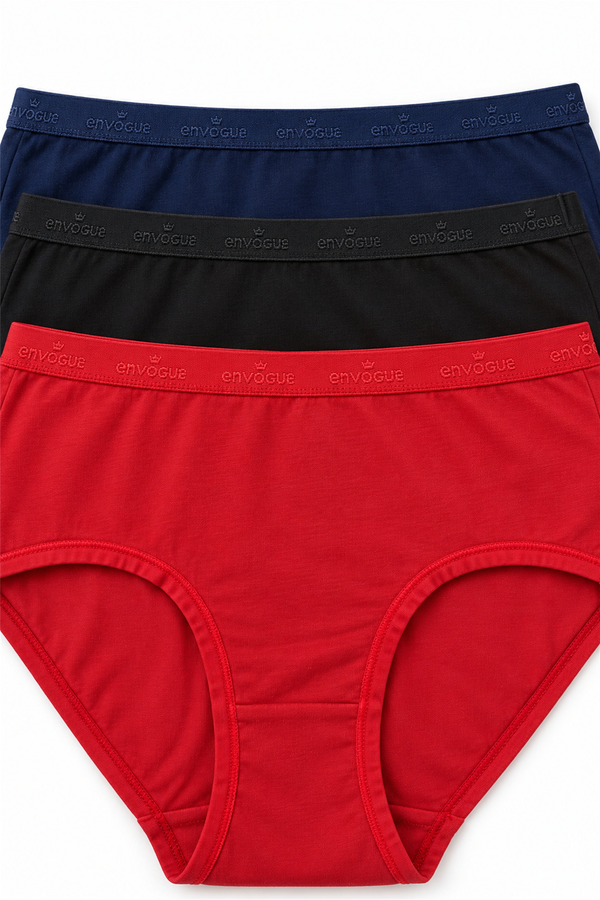 ENVOGUE Women's Full Brief 3pcs Panty Pack - Assorted
