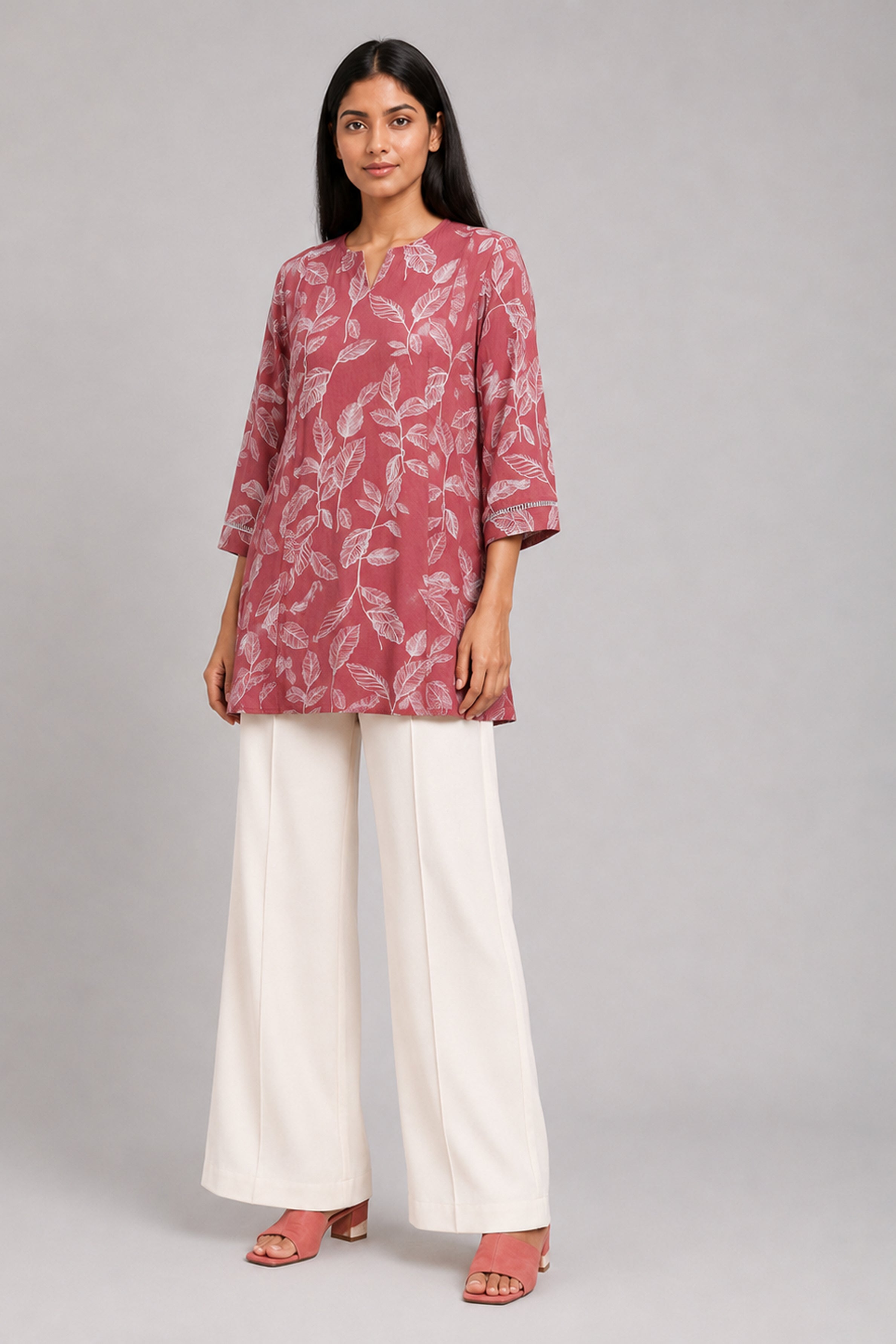 HADA Women's Casual Printed Kurta - Red