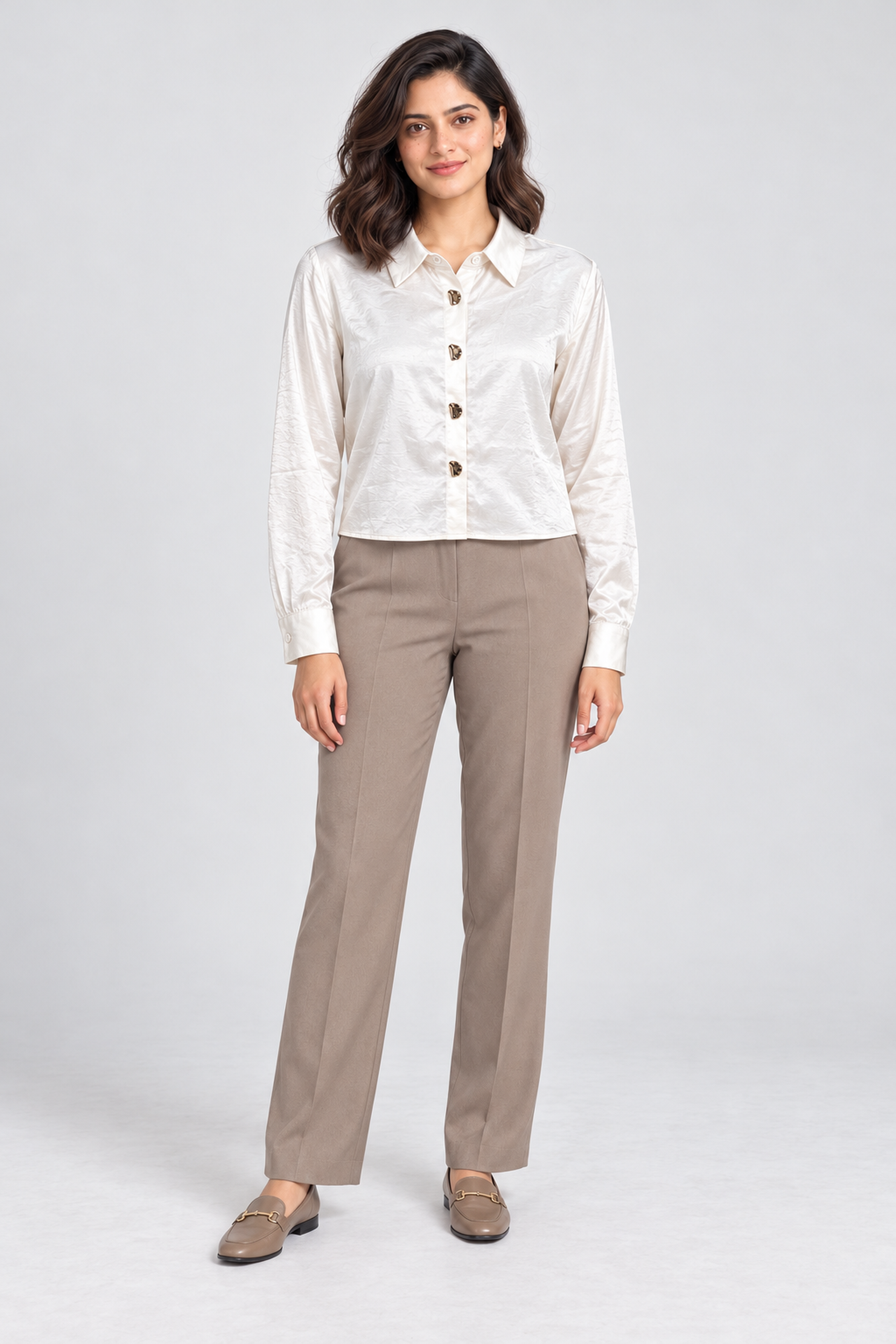 FOREVER 21 Women's Formal Regular Blouse - Cream