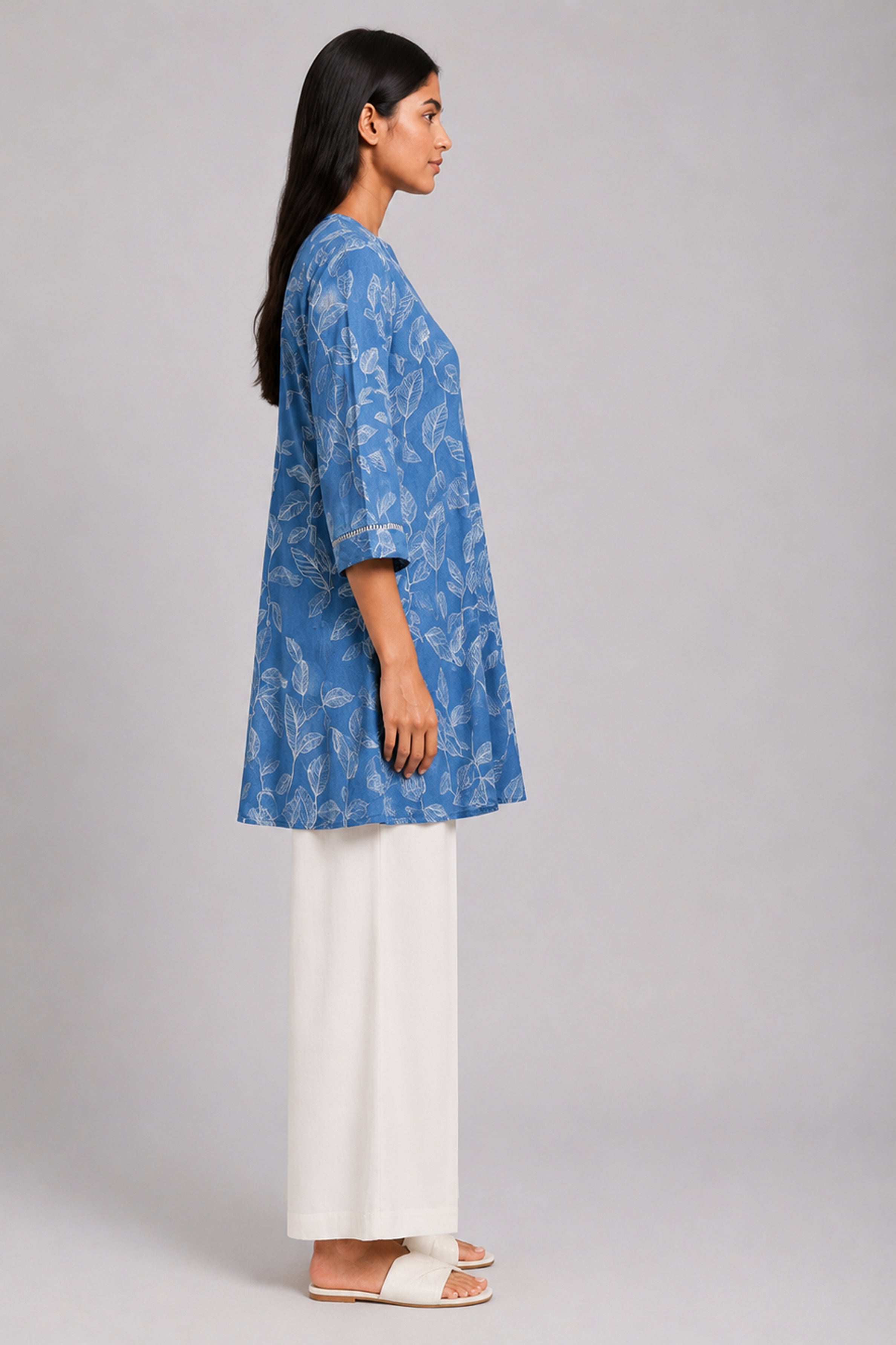 HADA Women's Casual Printed Kurta - Blue