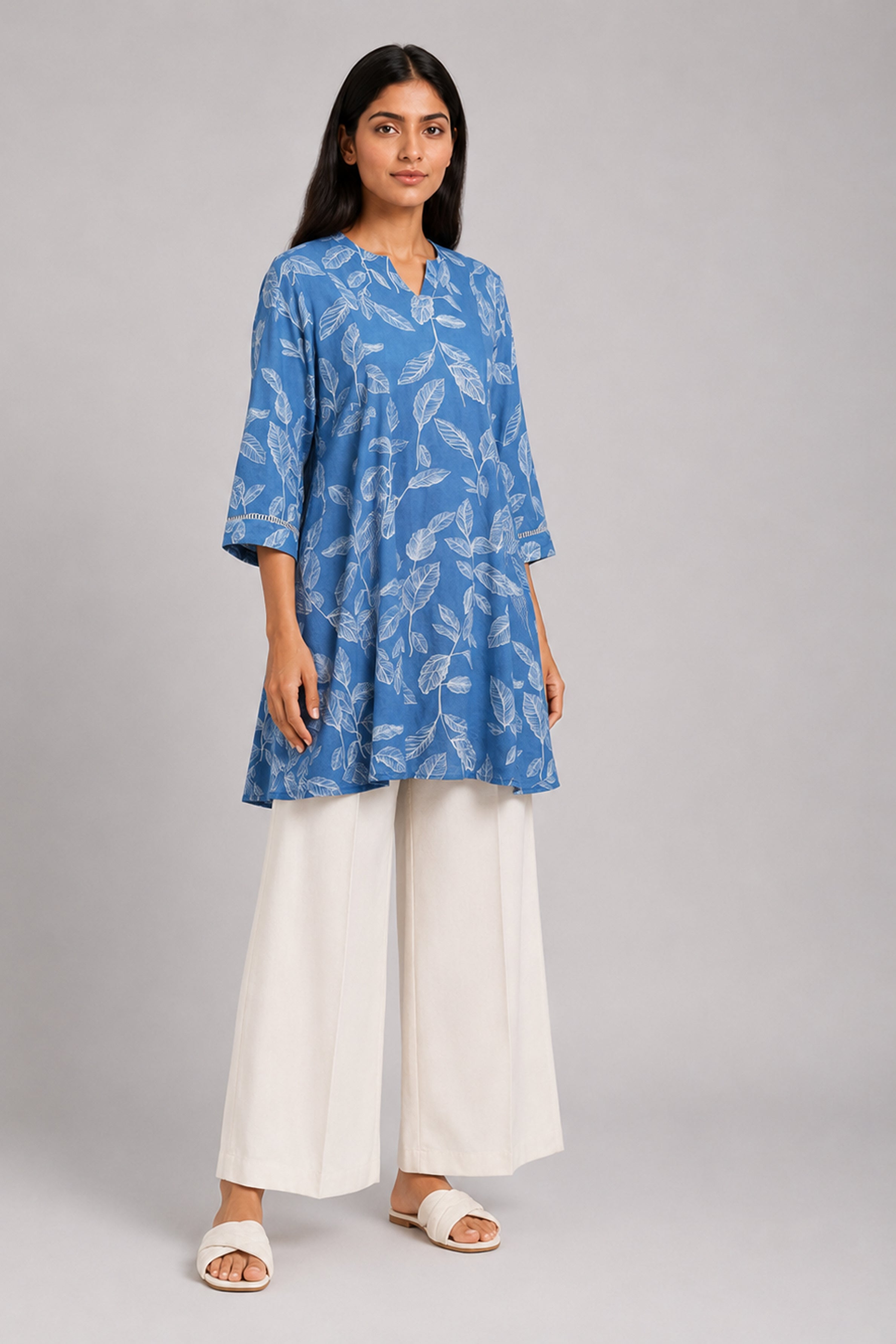 HADA Women's Casual Printed Kurta - Blue