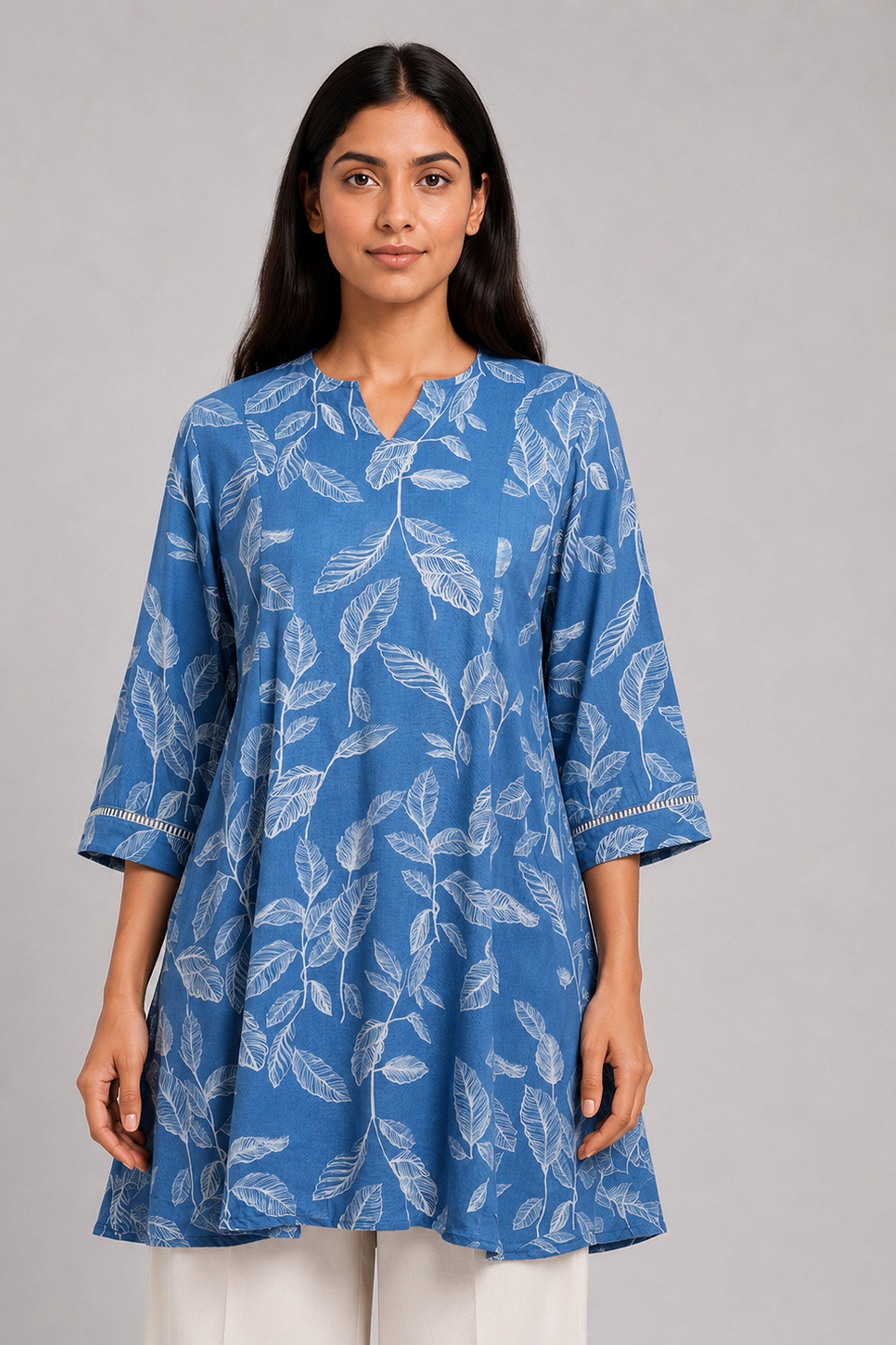 HADA Women's Casual Printed Kurta - Blue