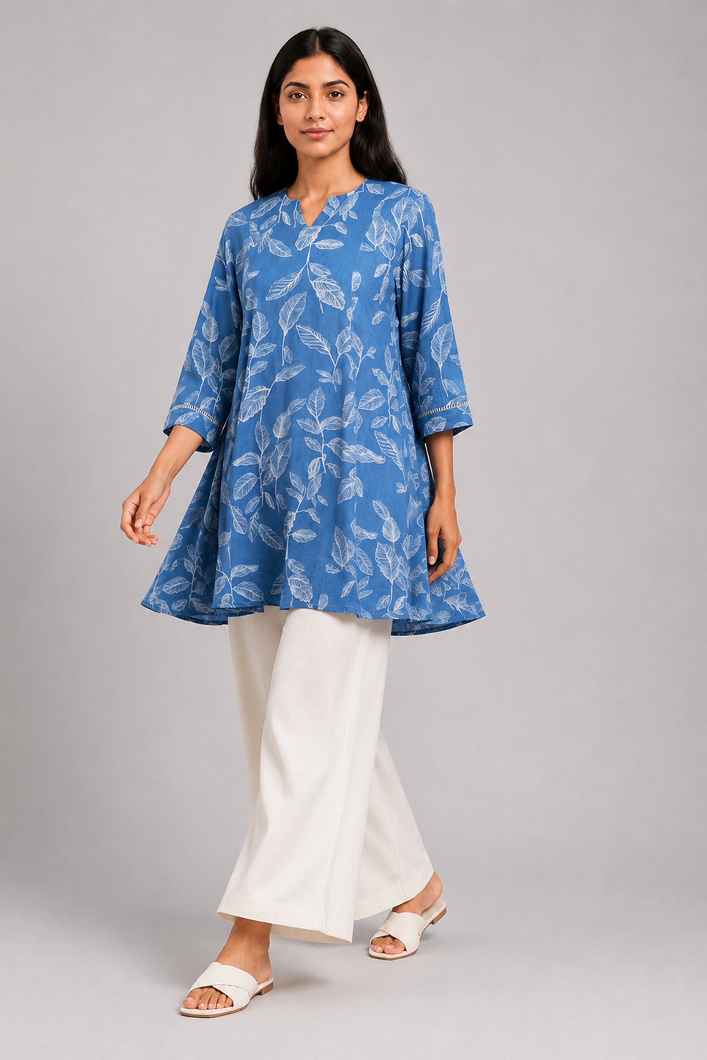 HADA Women's Casual Printed Kurta - Blue