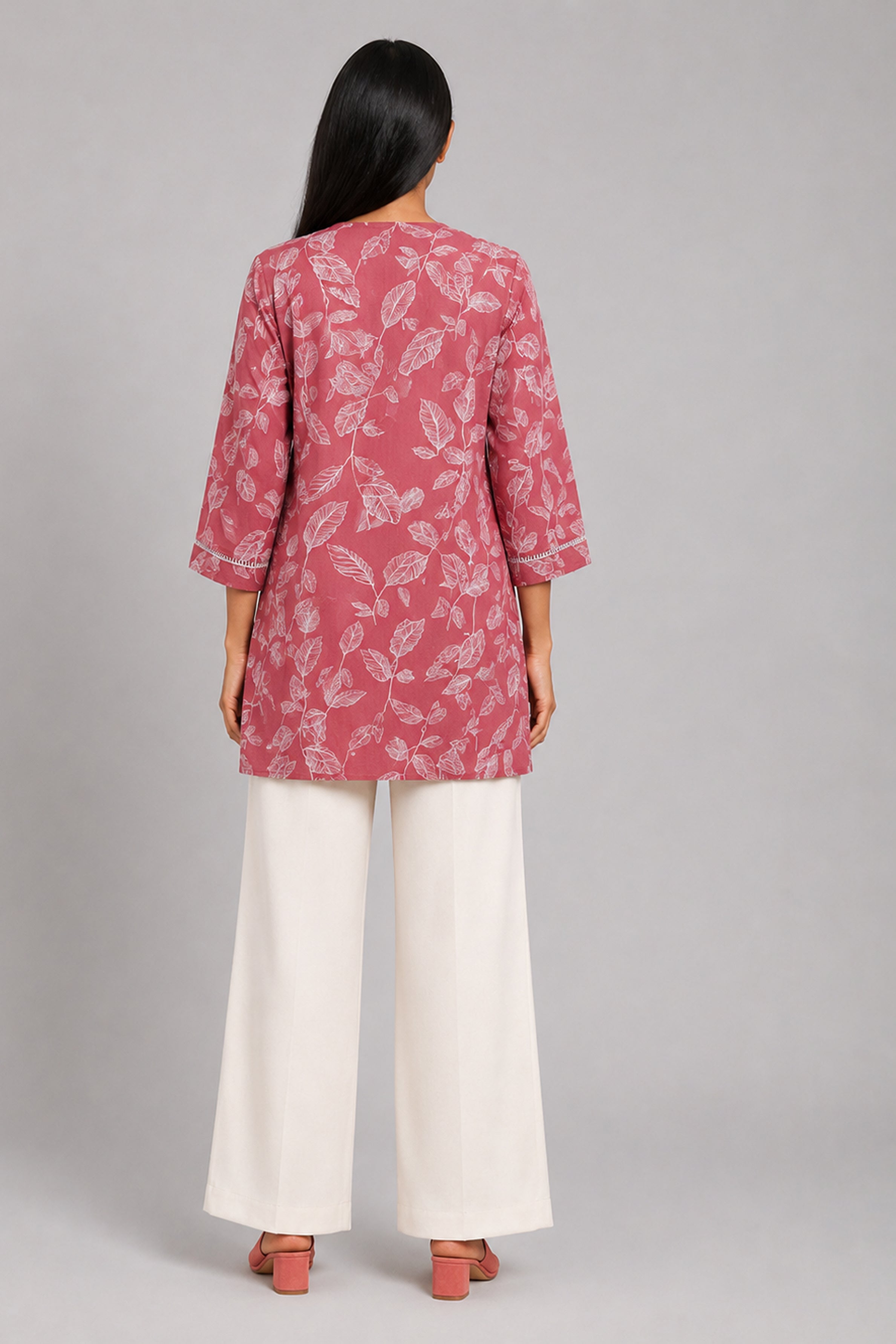 HADA Women's Casual Printed Kurta - Red