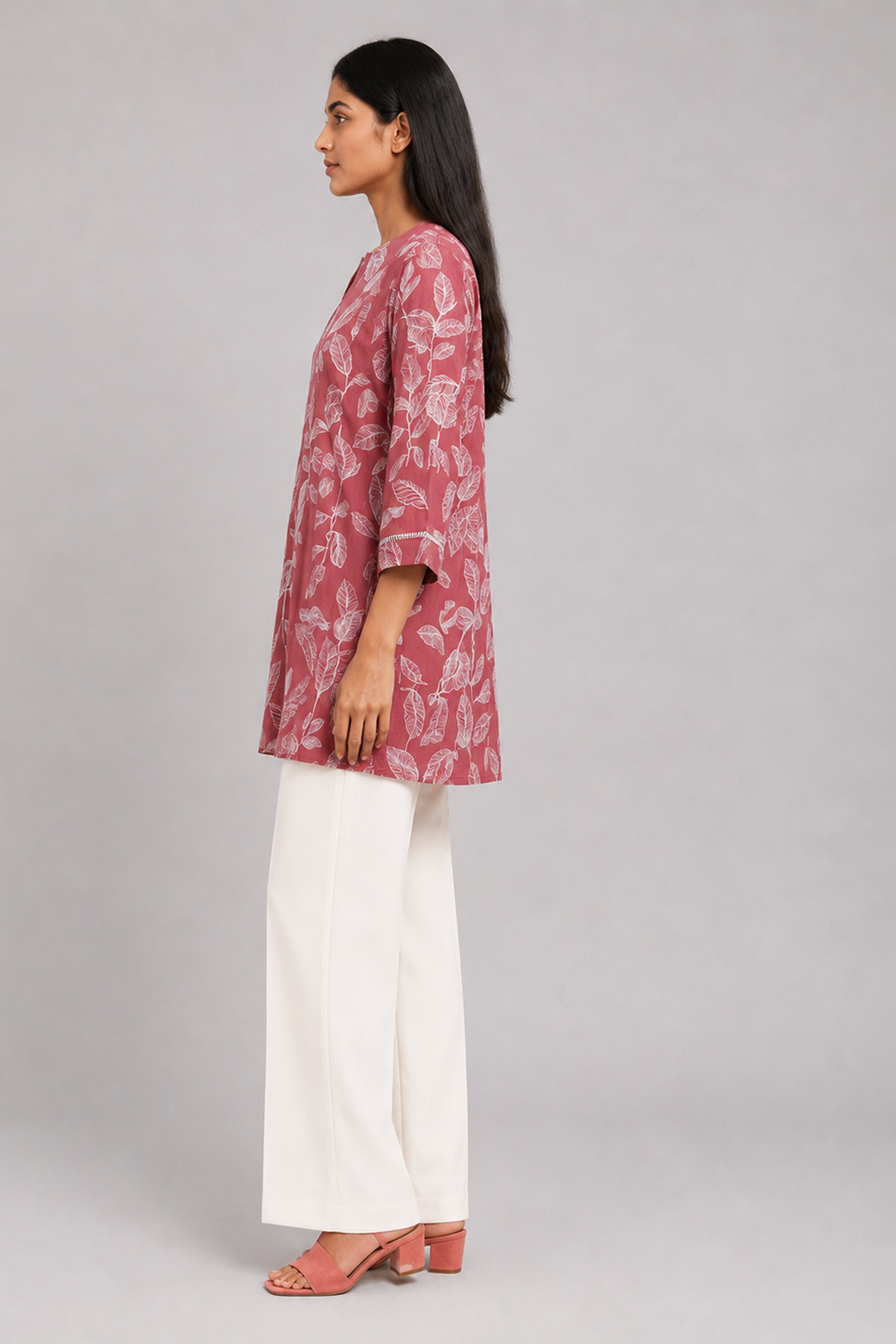 HADA Women's Casual Printed Kurta - Red