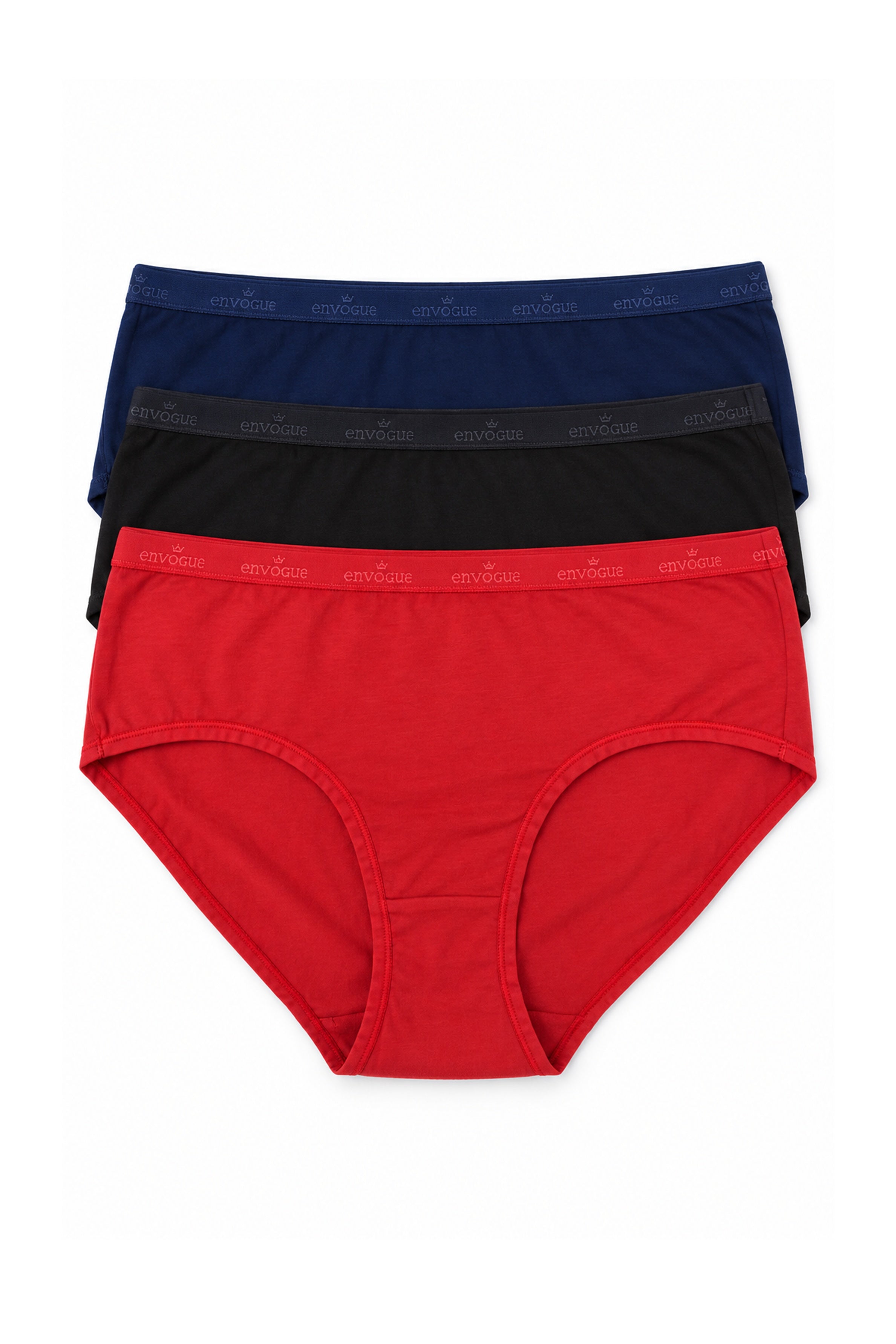 ENVOGUE Women's Full Brief 3pcs Panty Pack - Assorted