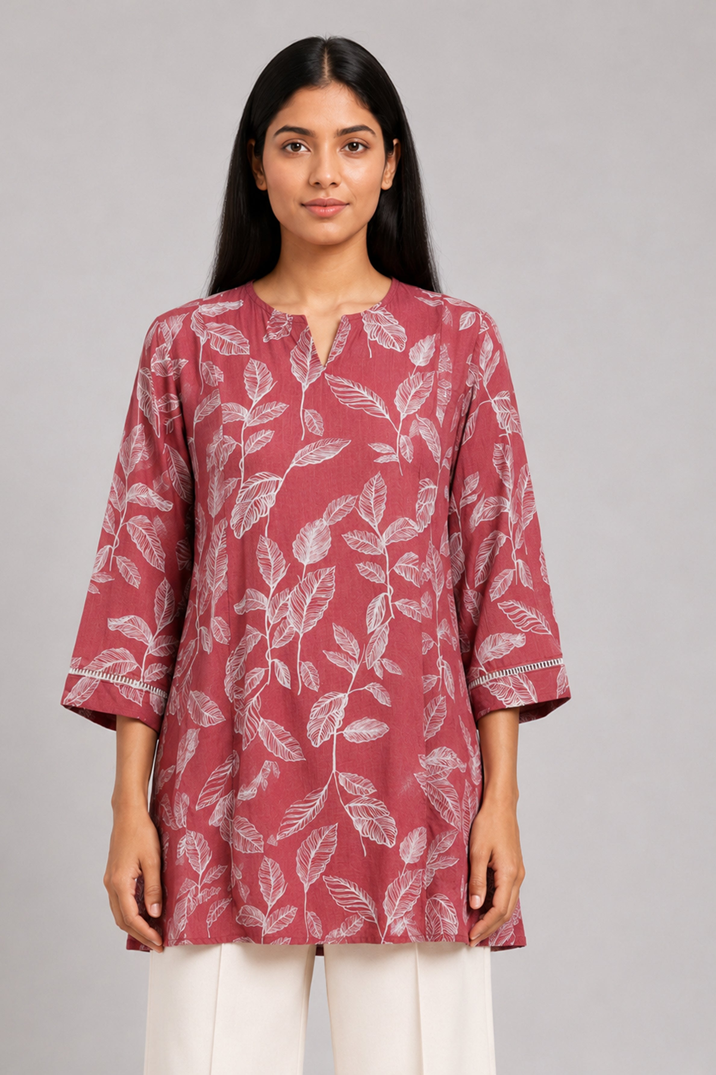 HADA Women's Casual Printed Kurta - Red