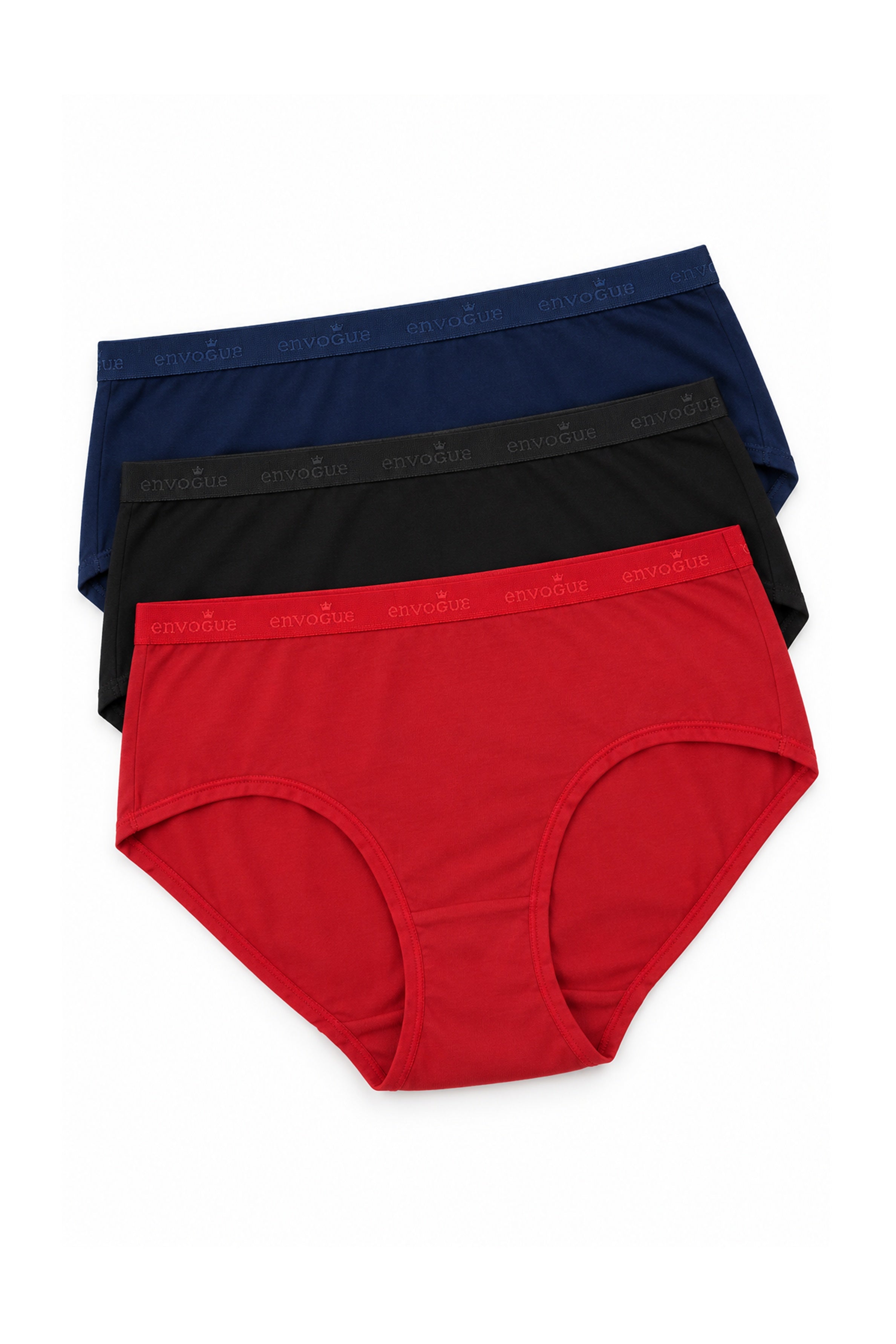 ENVOGUE Women's Full Brief 3pcs Panty Pack - Assorted