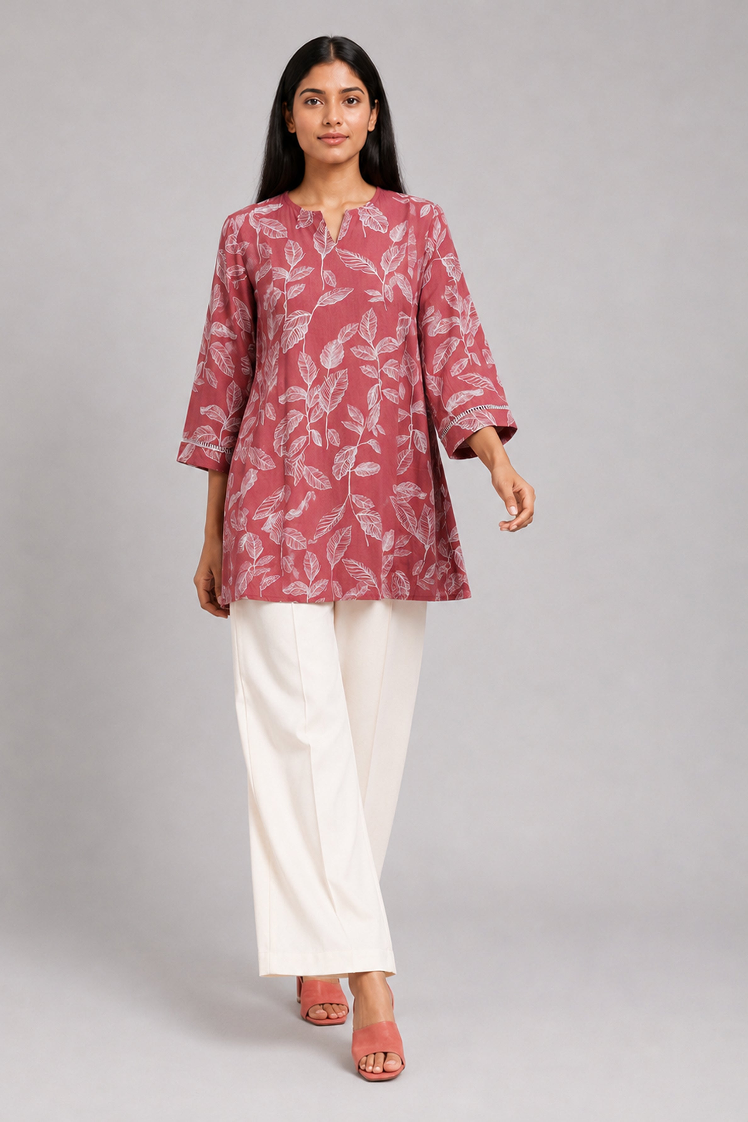 HADA Women's Casual Printed Kurta - Red